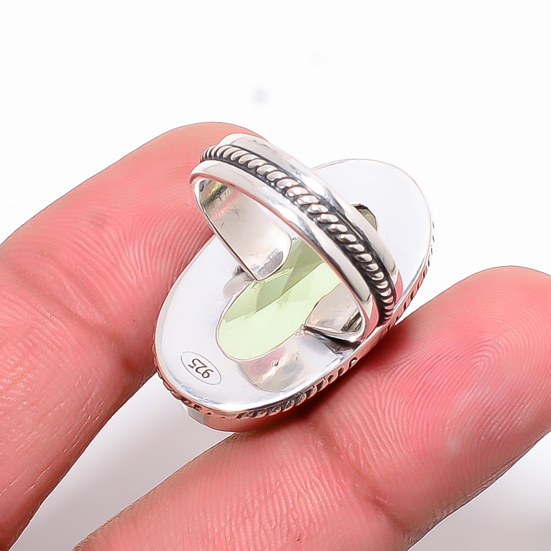 Green Amethyst - Simulated 925 Sterling Silver Ring