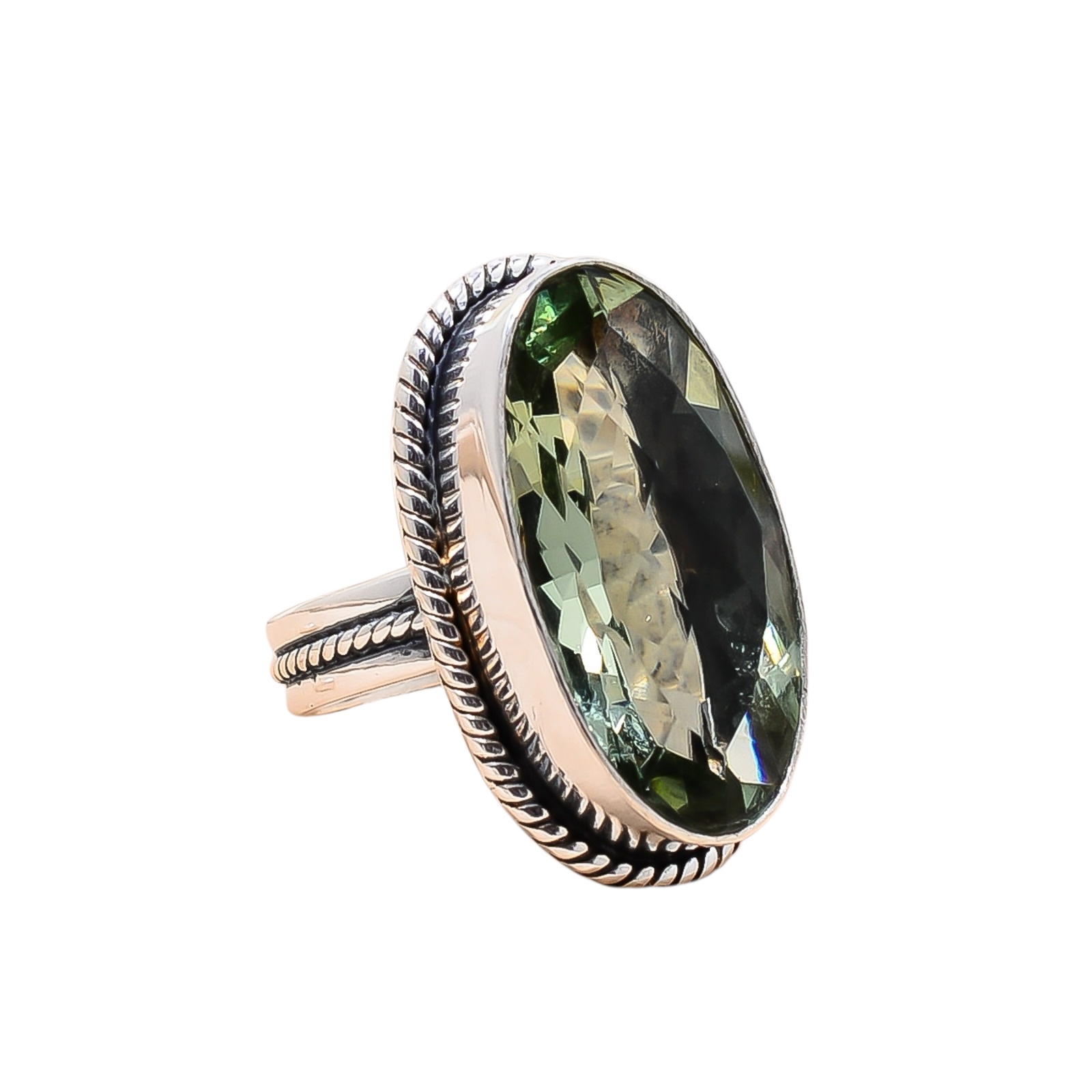 Green Amethyst - Simulated 925 Sterling Silver Ring