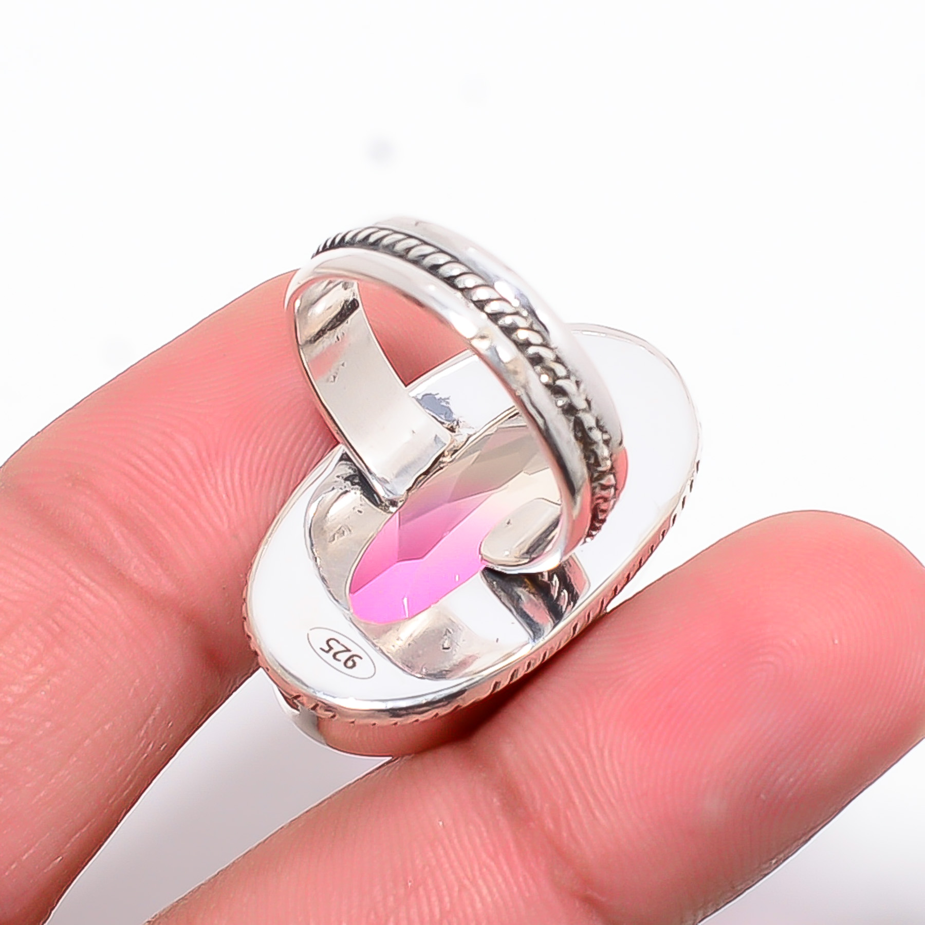 Bi-Colour Tourmaline - Simulated 925 Sterling Silver Ring