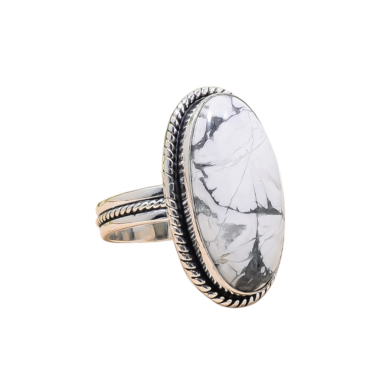 Natural White Howlite - United States 925 Sterling Silver Ring
