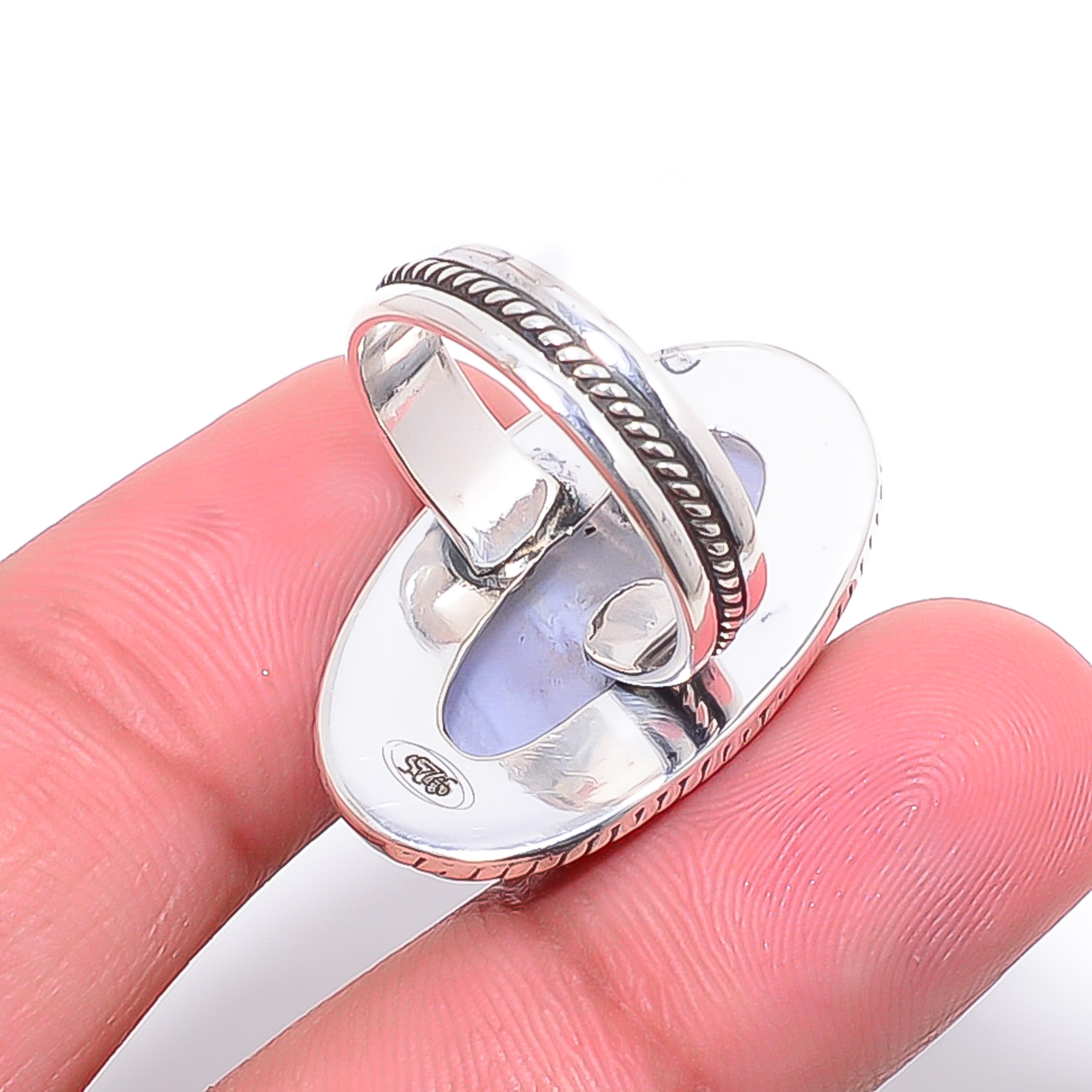 Blue Lace Agate - Namibia 925 Sterling Silver Ring