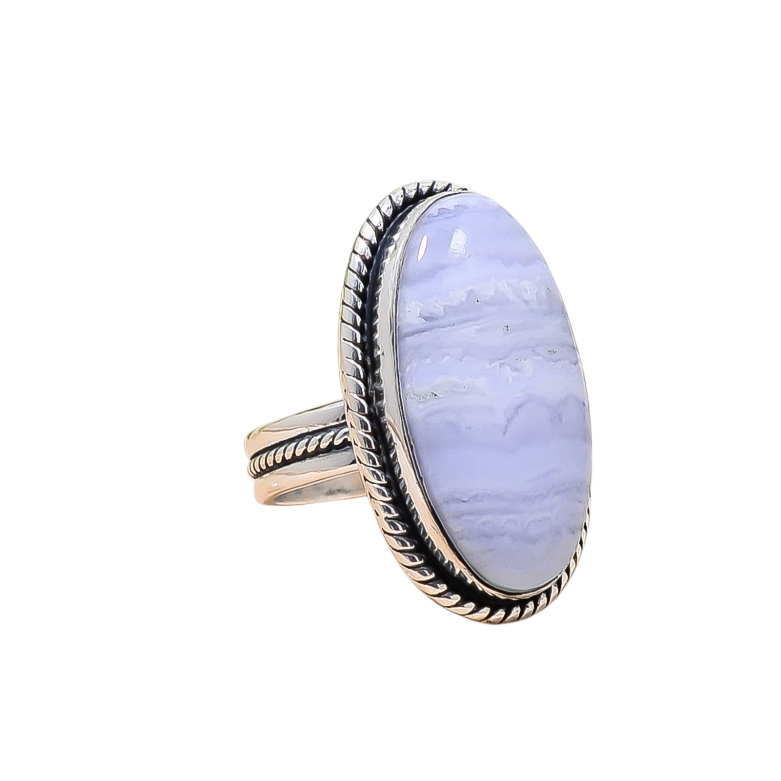 Blue Lace Agate - Namibia 925 Sterling Silver Ring