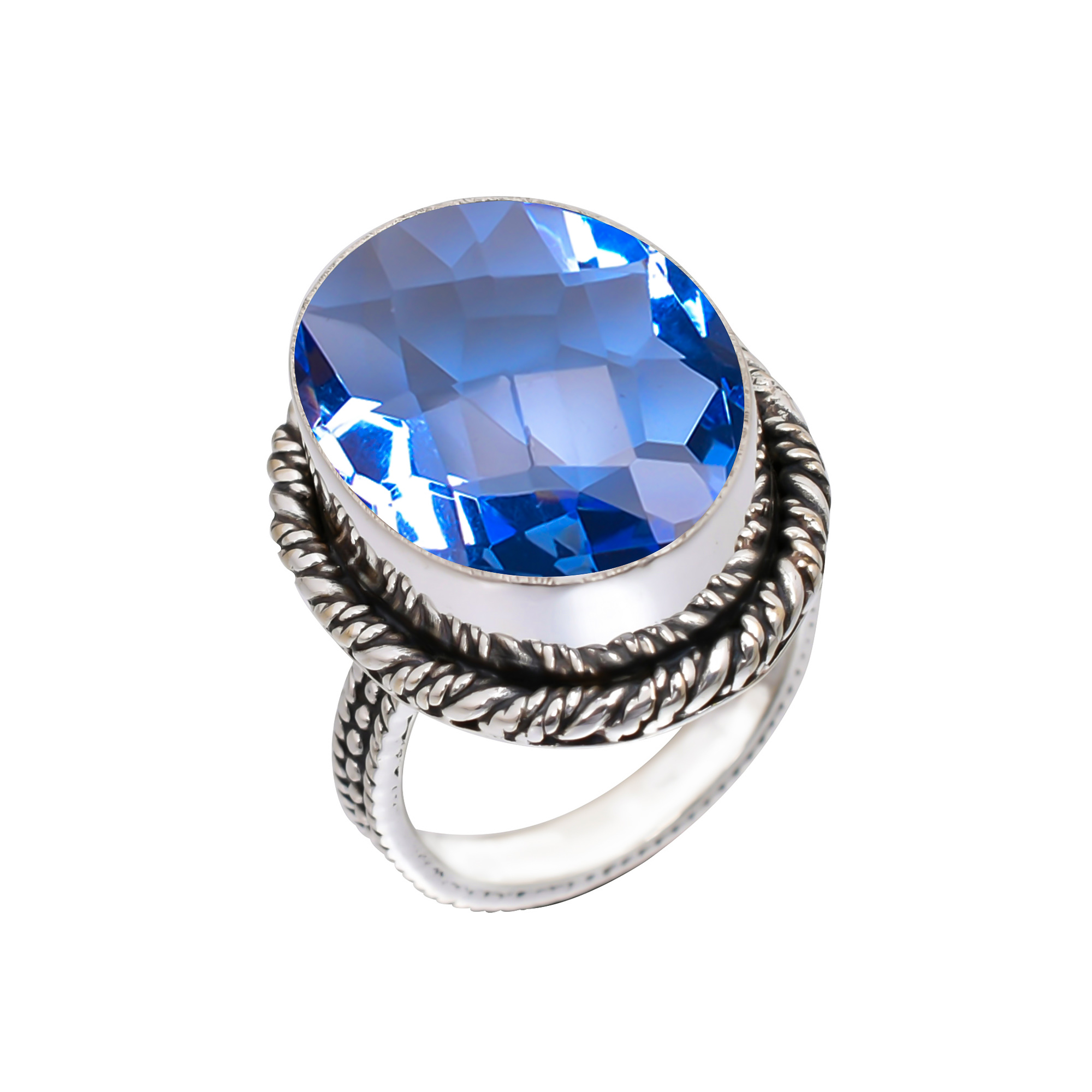 Tanzanite - Simulated Gemstone 925 Sterling Silver Ring