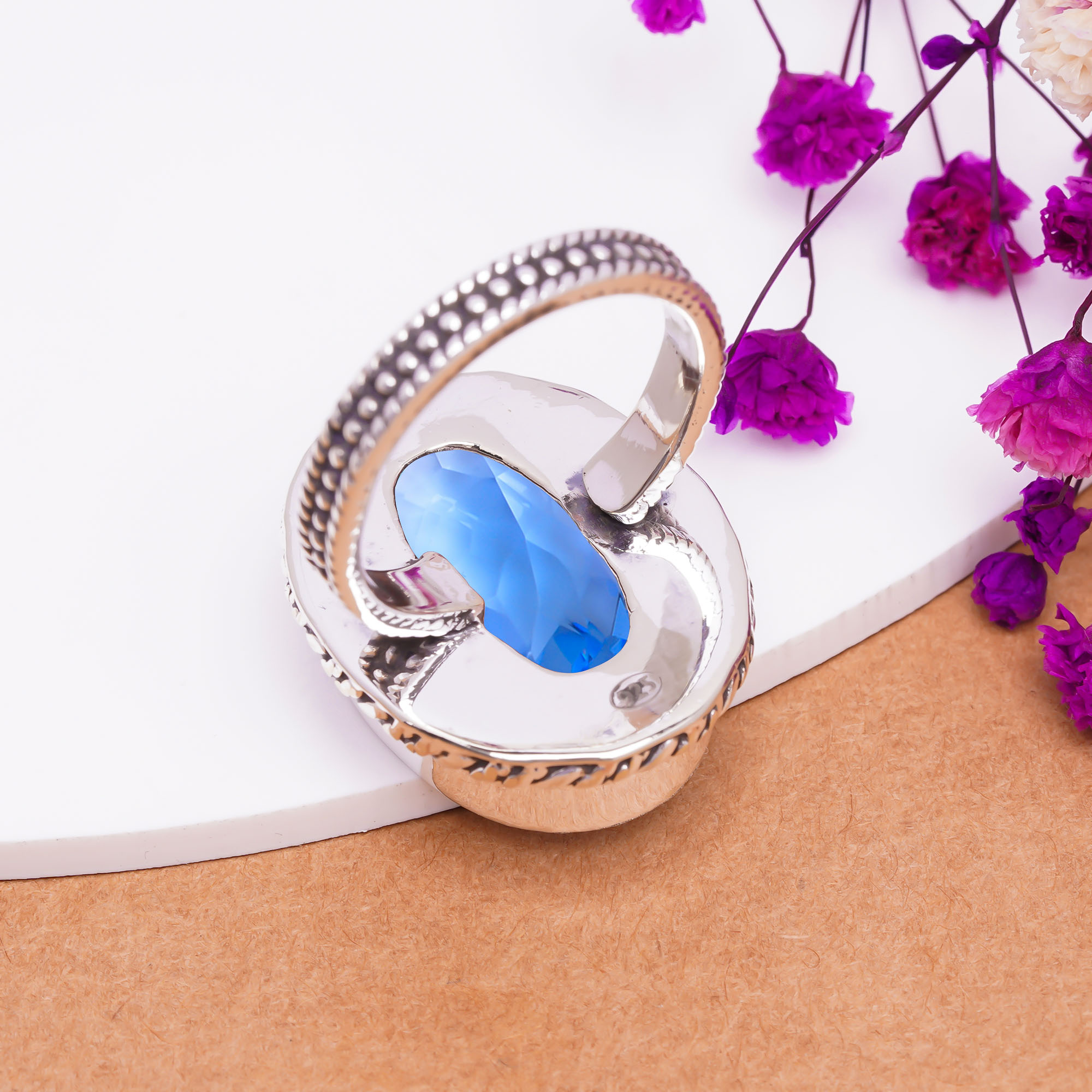 Tanzanite - Simulated Gemstone 925 Sterling Silver Ring