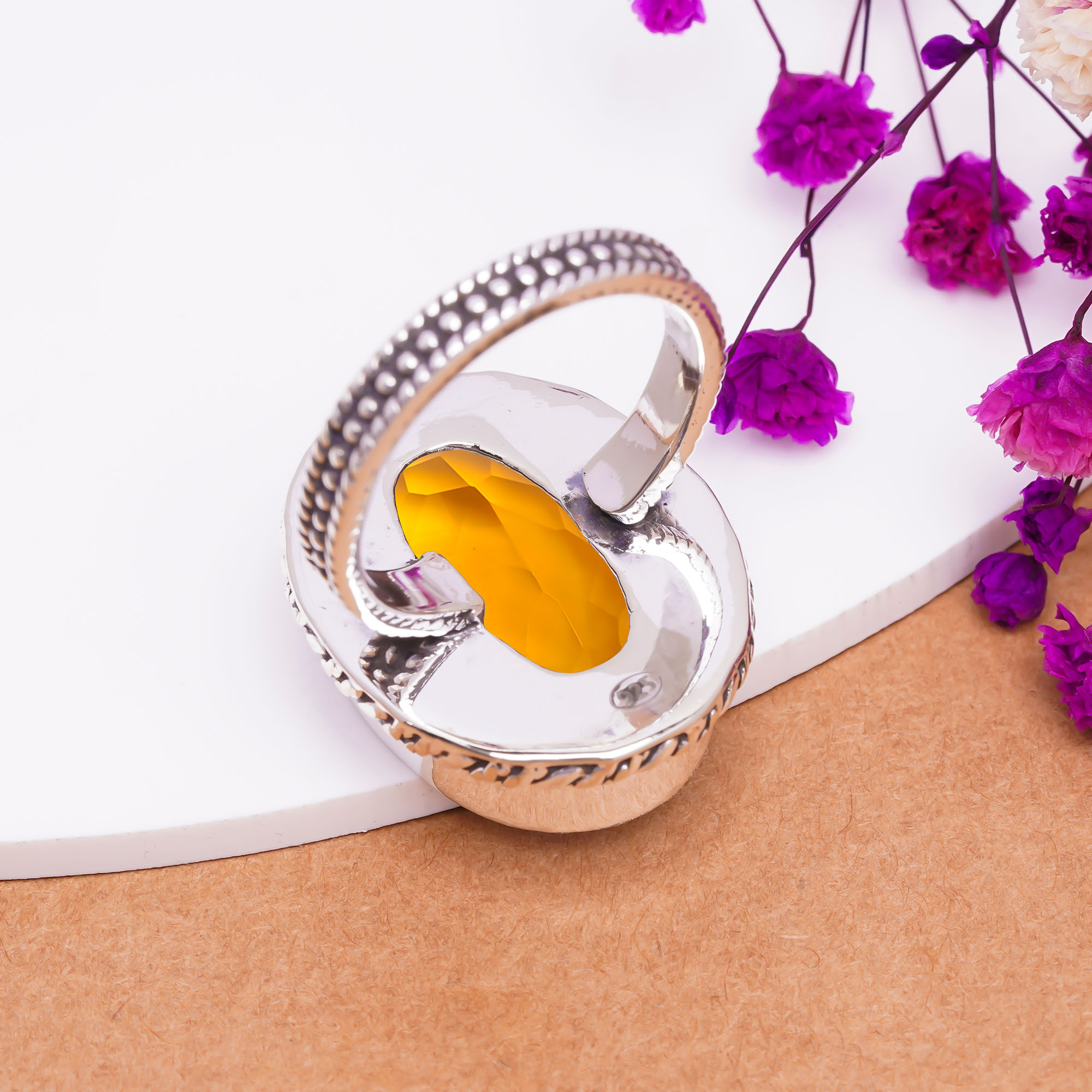 Citrine - Simulated Gemstone 925 Sterling Silver Ring