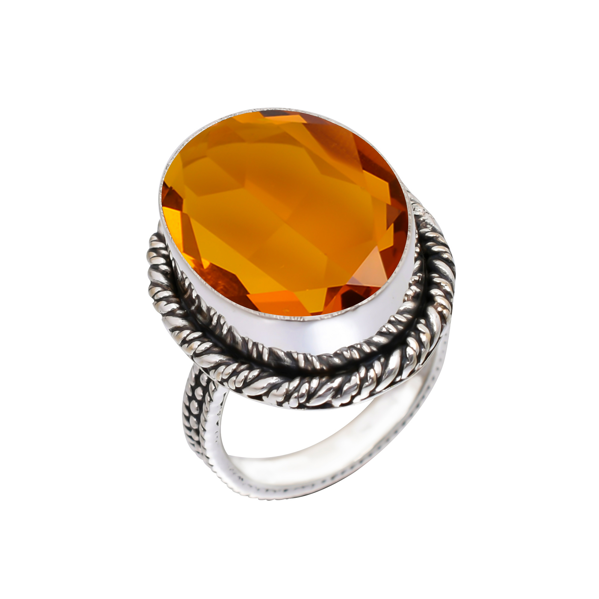 Citrine - Simulated Gemstone 925 Sterling Silver Ring