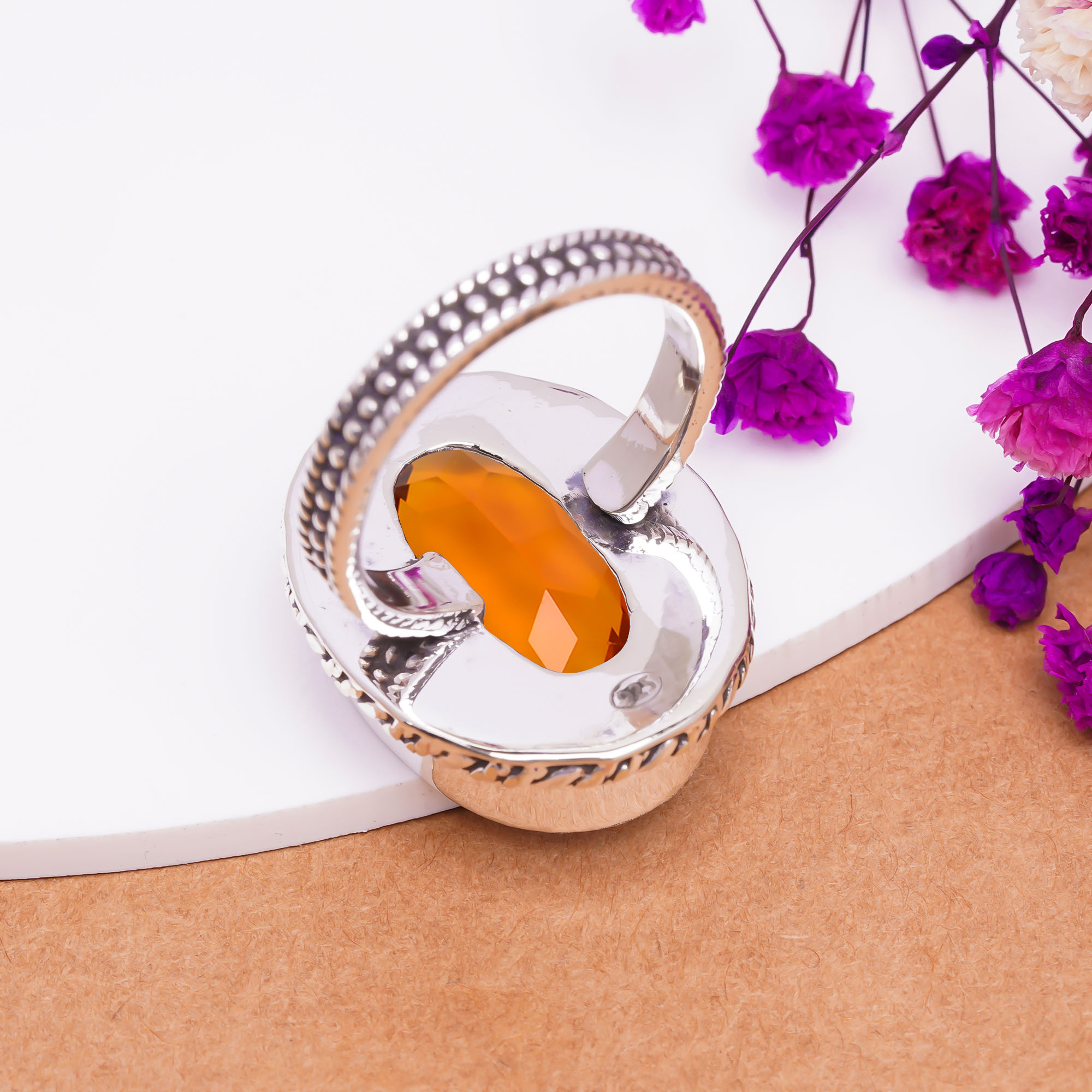 Citrine - Simulated Gemstone 925 Sterling Silver Ring
