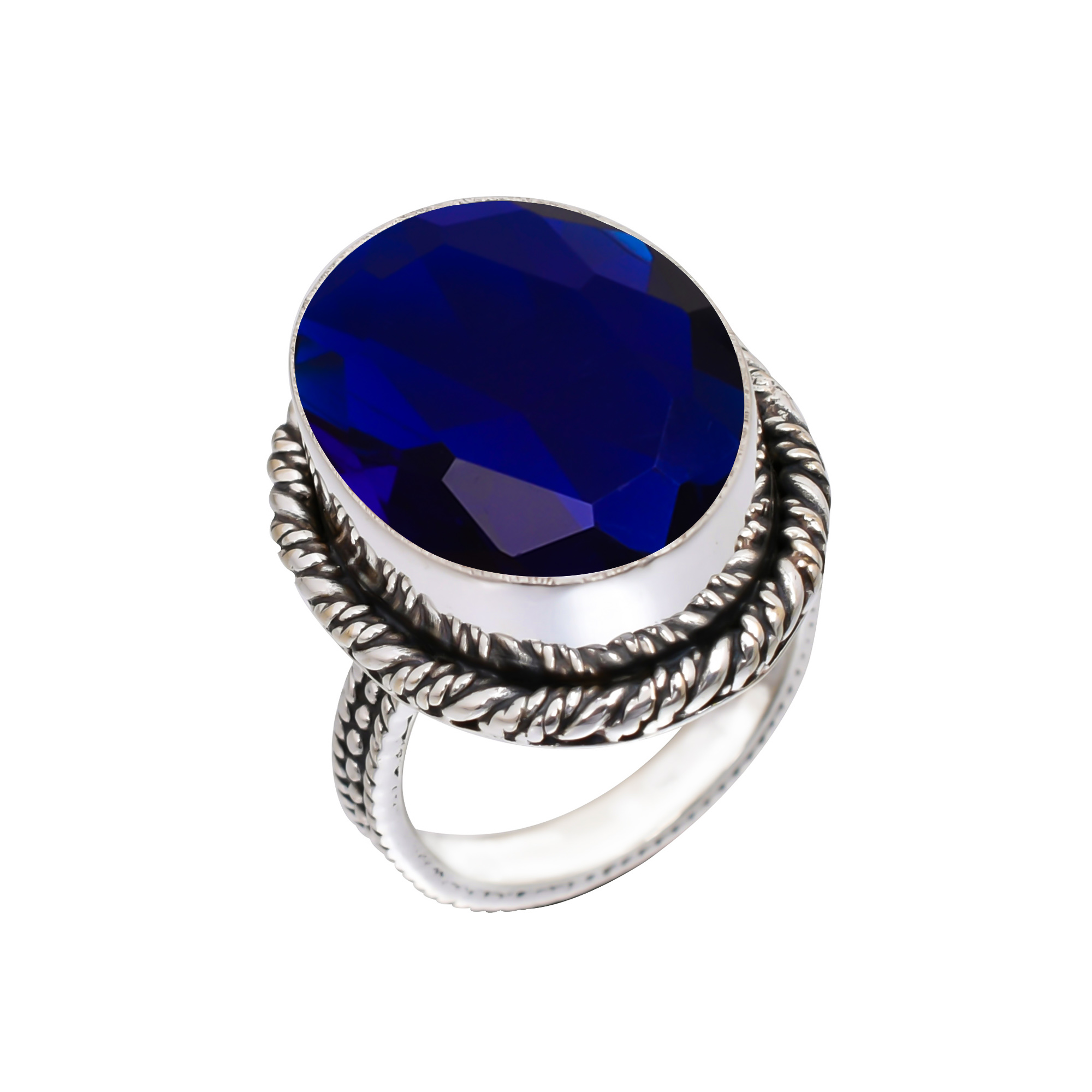 Blue Sapphire - Simulated 925 Sterling Silver Ring