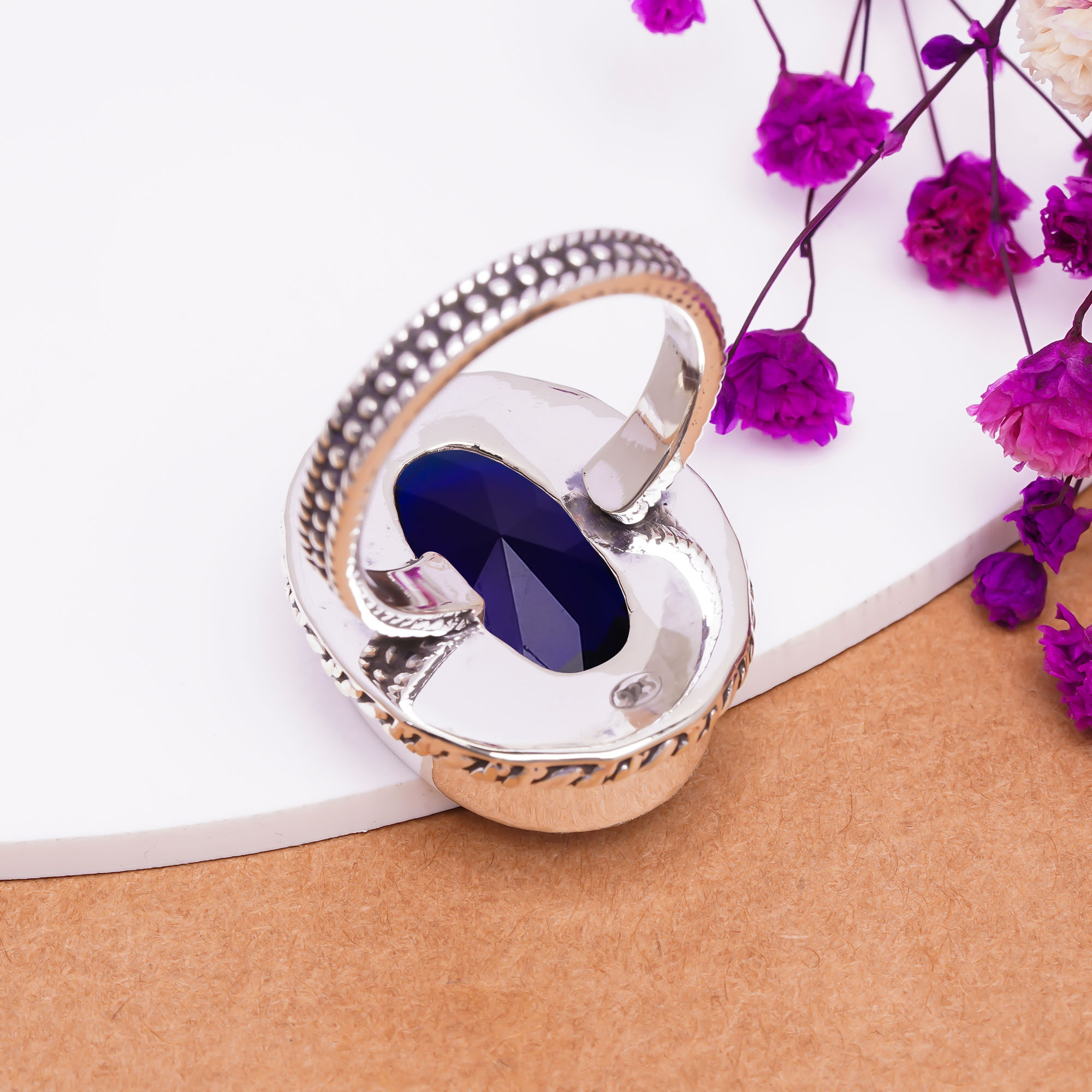 Blue Sapphire - Simulated 925 Sterling Silver Ring