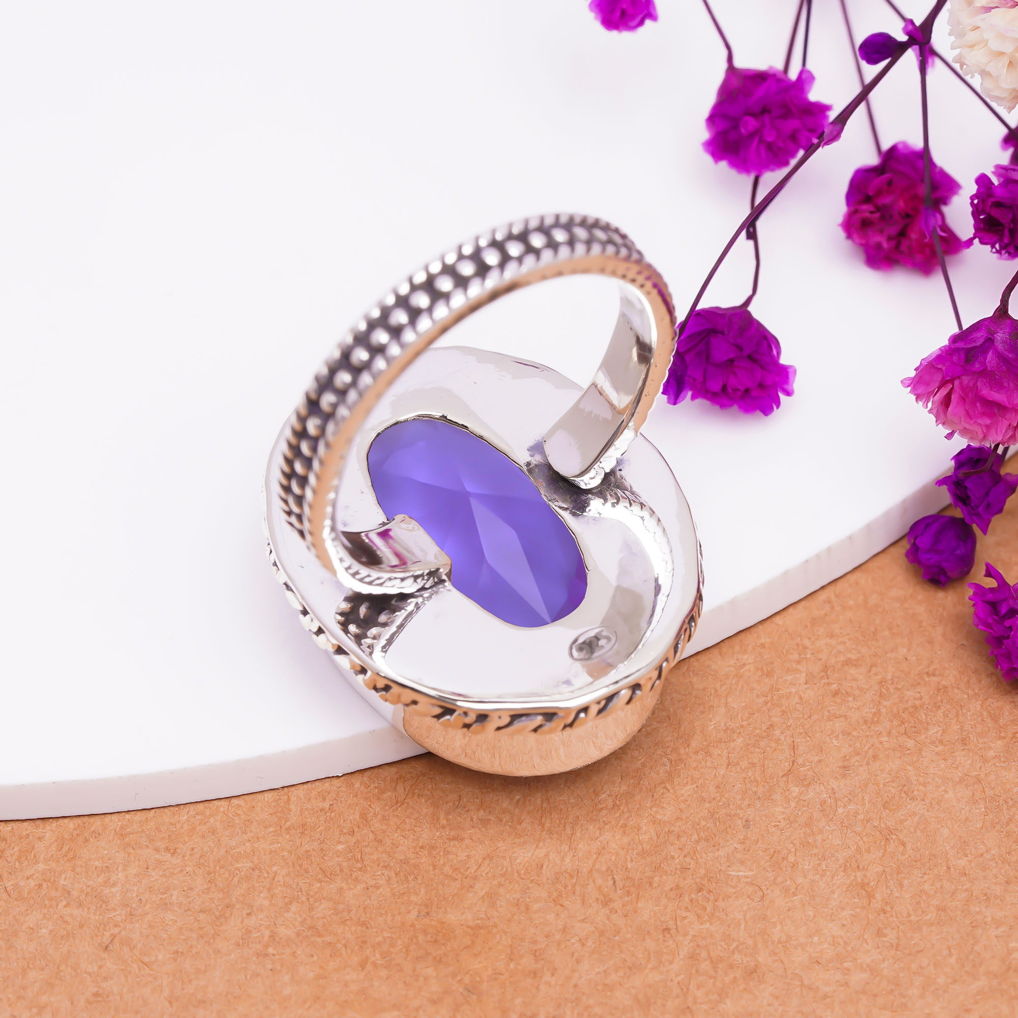 Colour Changing Alexandrite - Simulated Gemstone 925 Sterling Silver Ring
