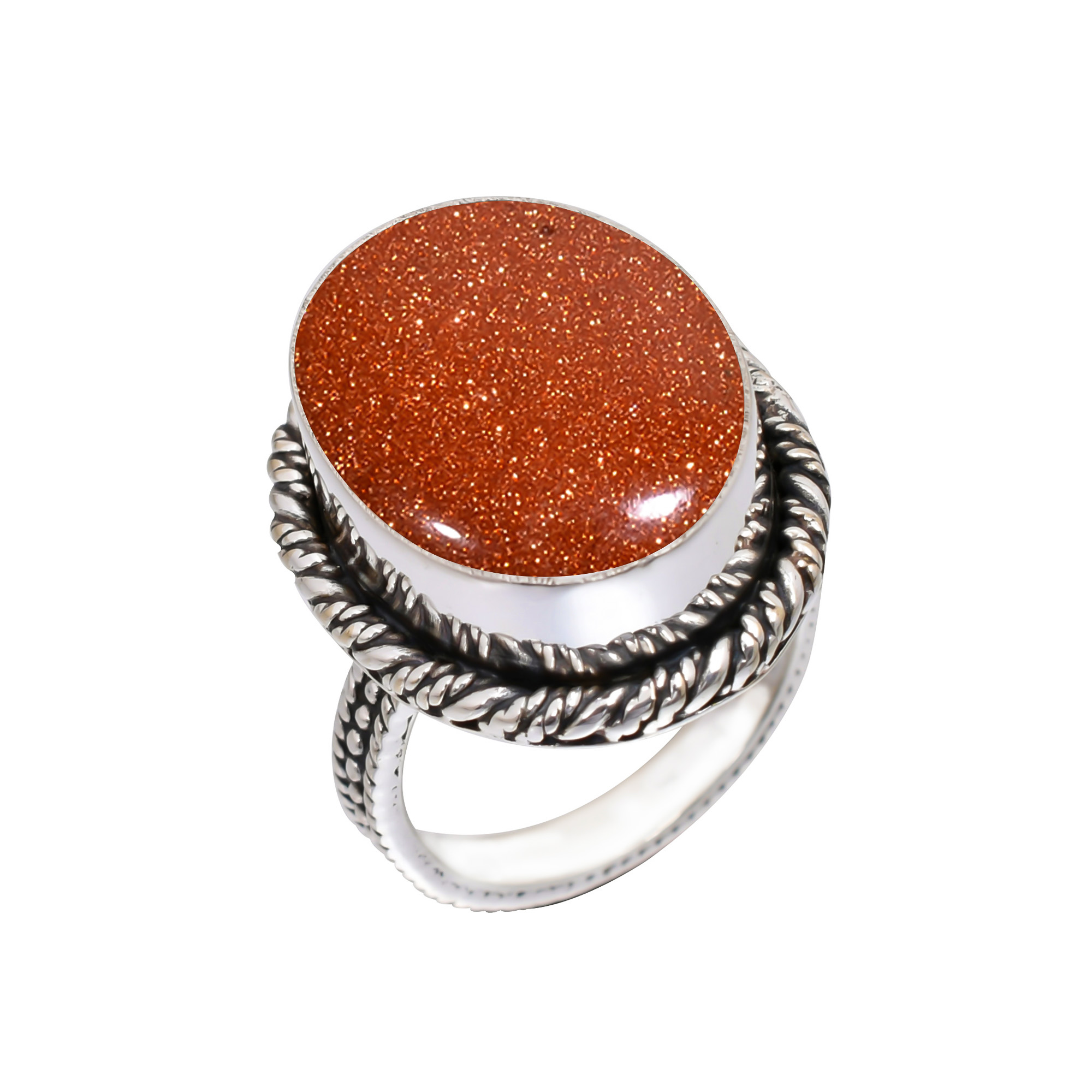 Golden Sunstone - Simulated Gemstone 925 Sterling Silver Ring
