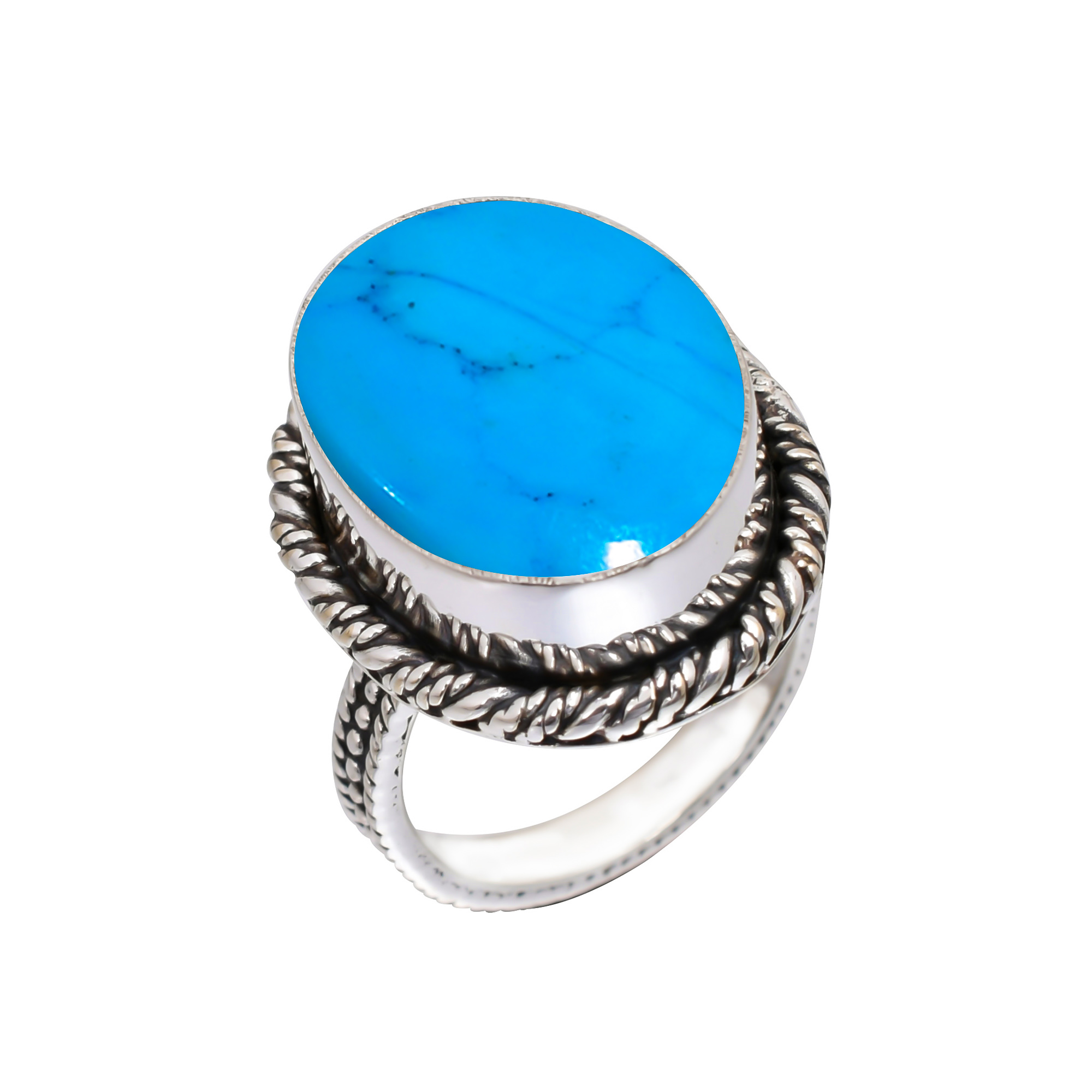 Magnesite Turquoise Gemstone 925 Sterling Silver Ring