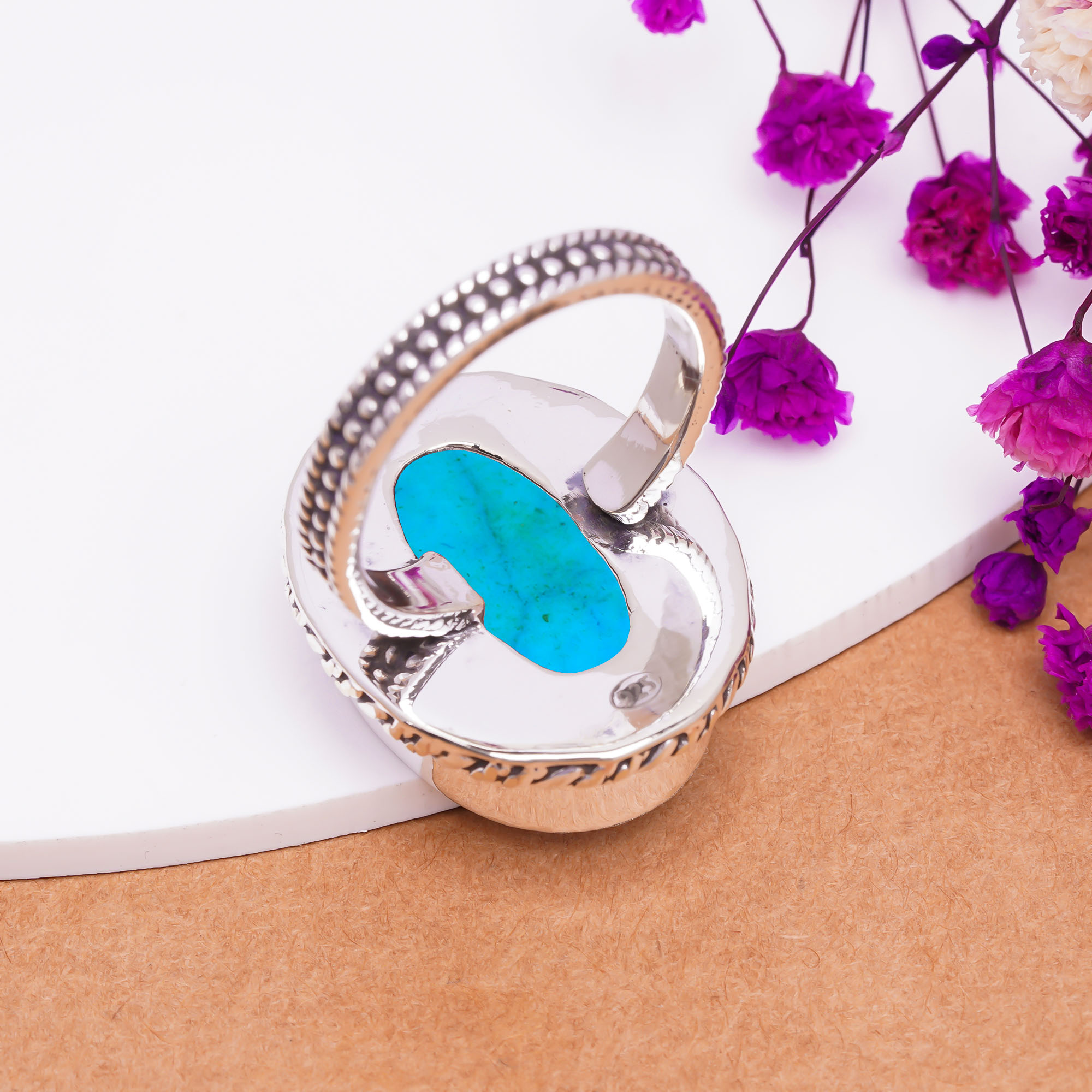Magnesite Turquoise Gemstone 925 Sterling Silver Ring