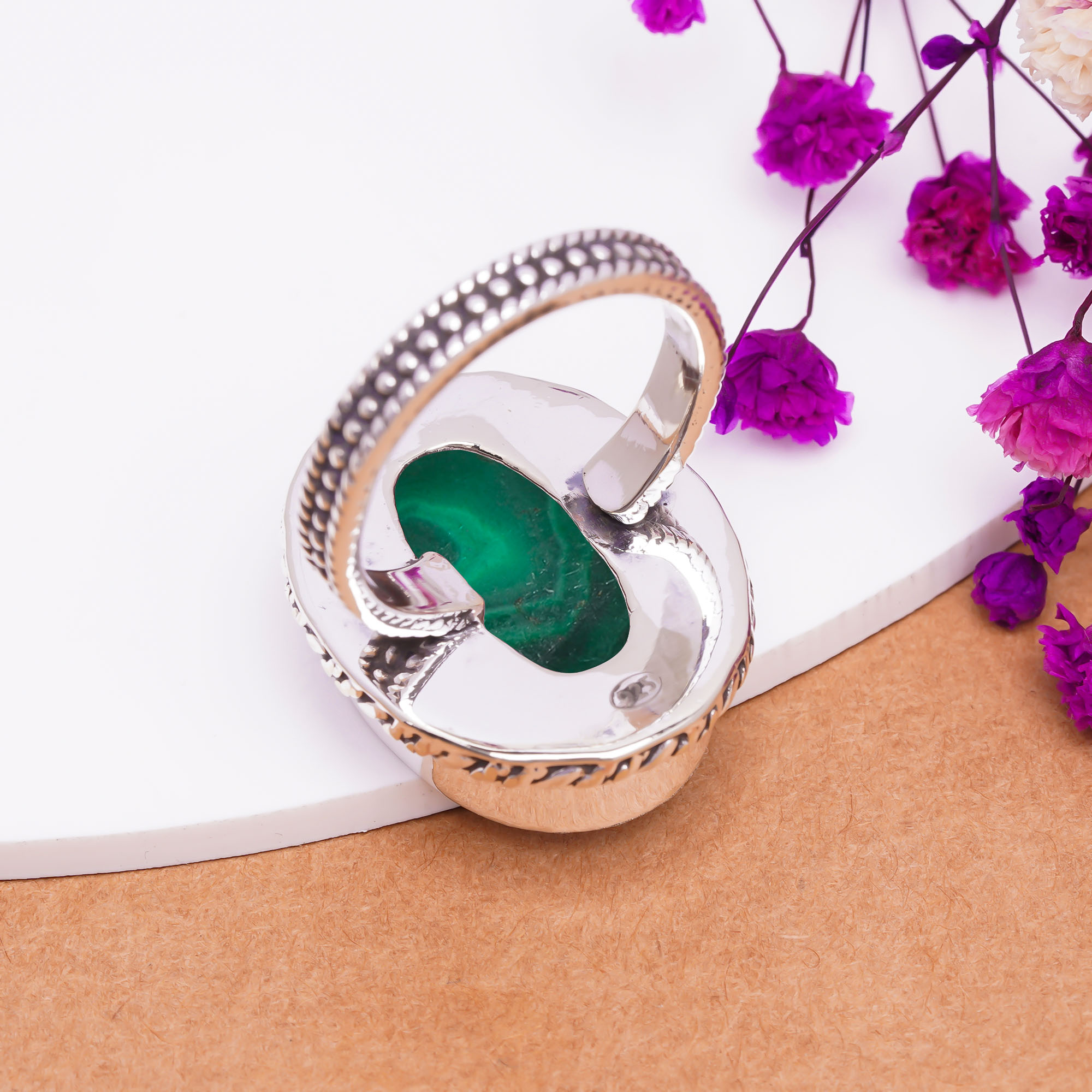 Malachite - Congo Gemstone 925 Sterling Silver Ring