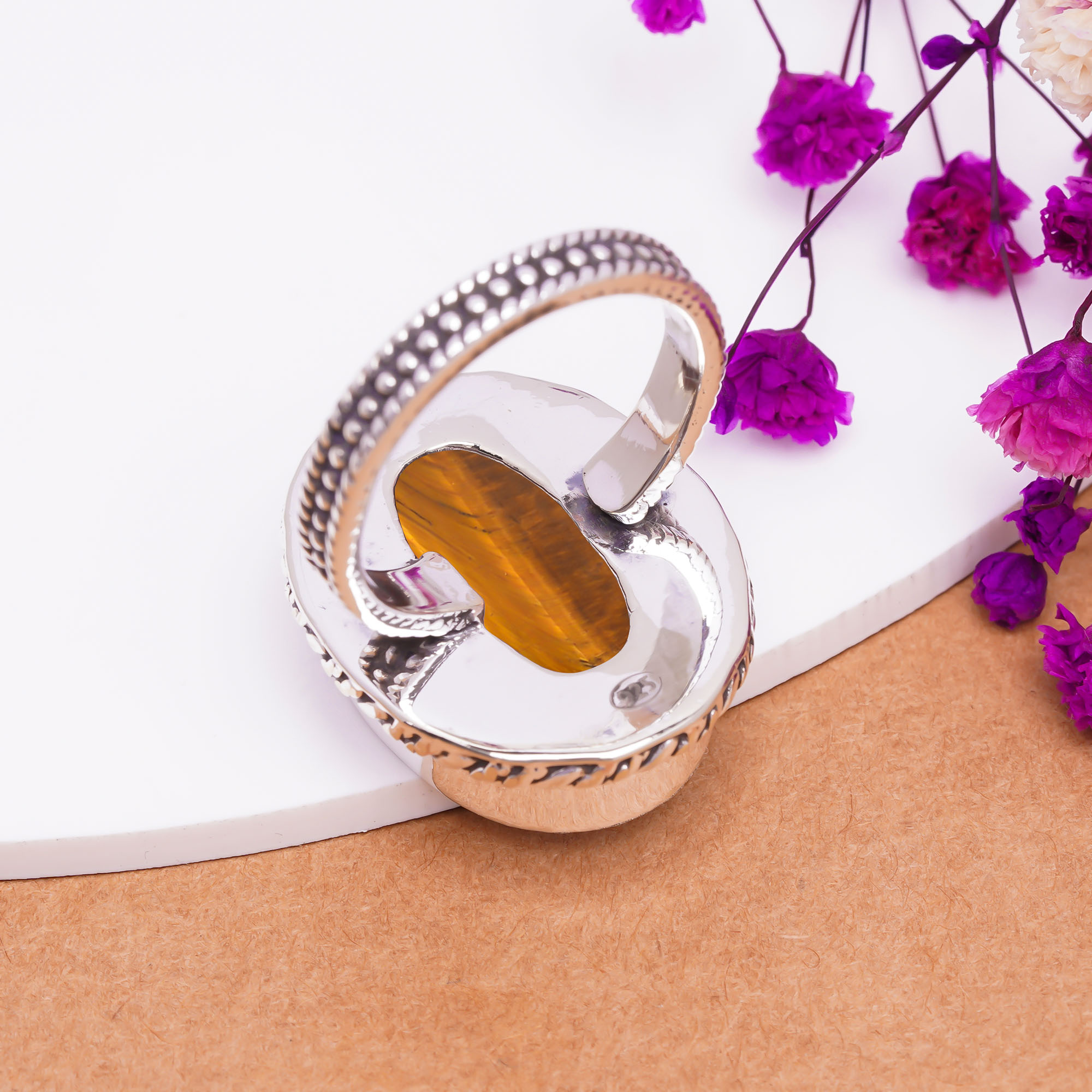 Yellow Tiger Eye - South Africa Gemstone 925 Sterling Silver Ring