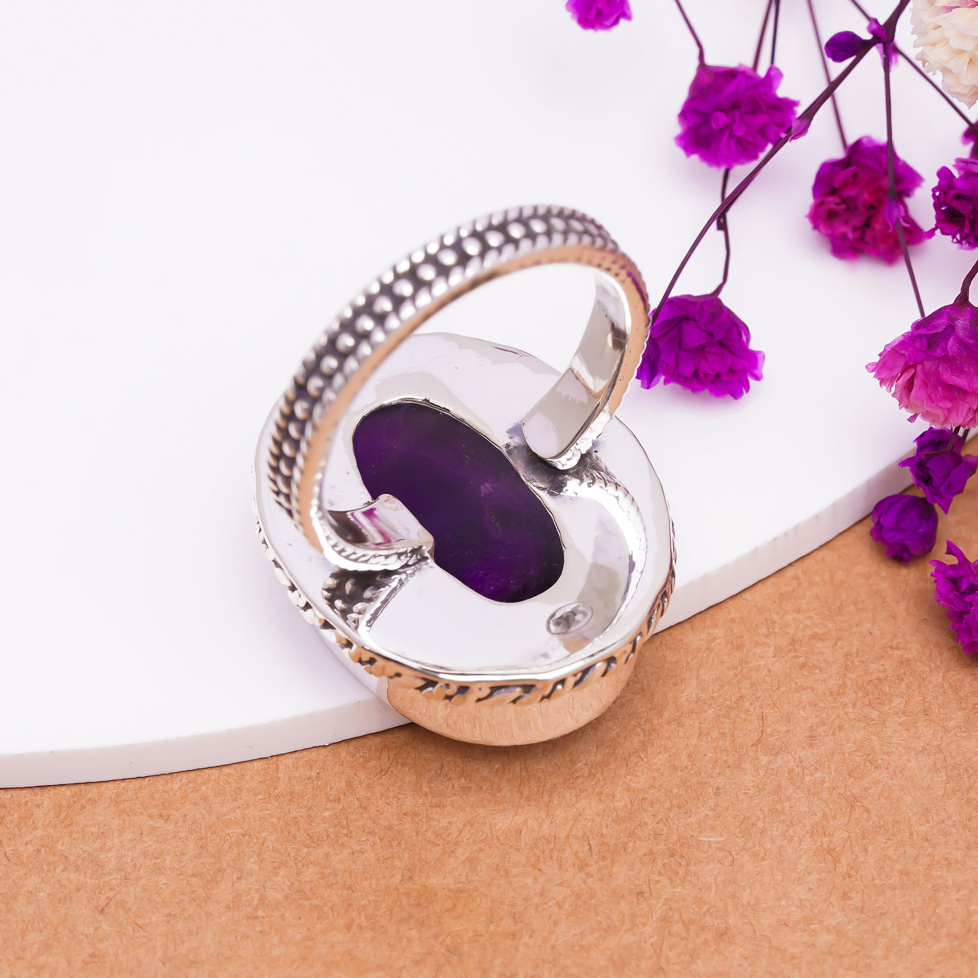 Purple Amethyst - Mashamba Gemstone 925 Sterling Silver Ring