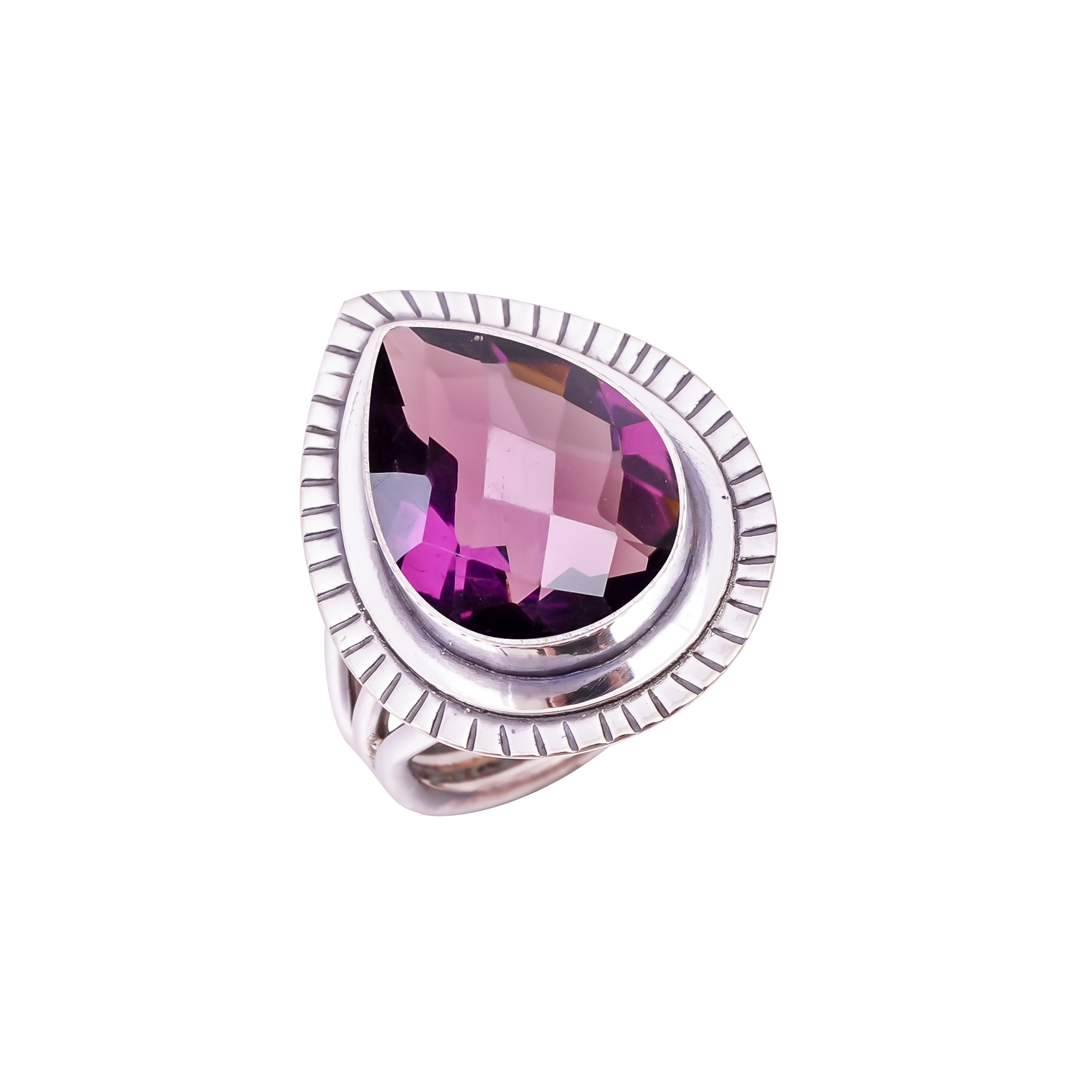Purple Amethyst - Simulated Gemstone 925 Sterling Silver Ring