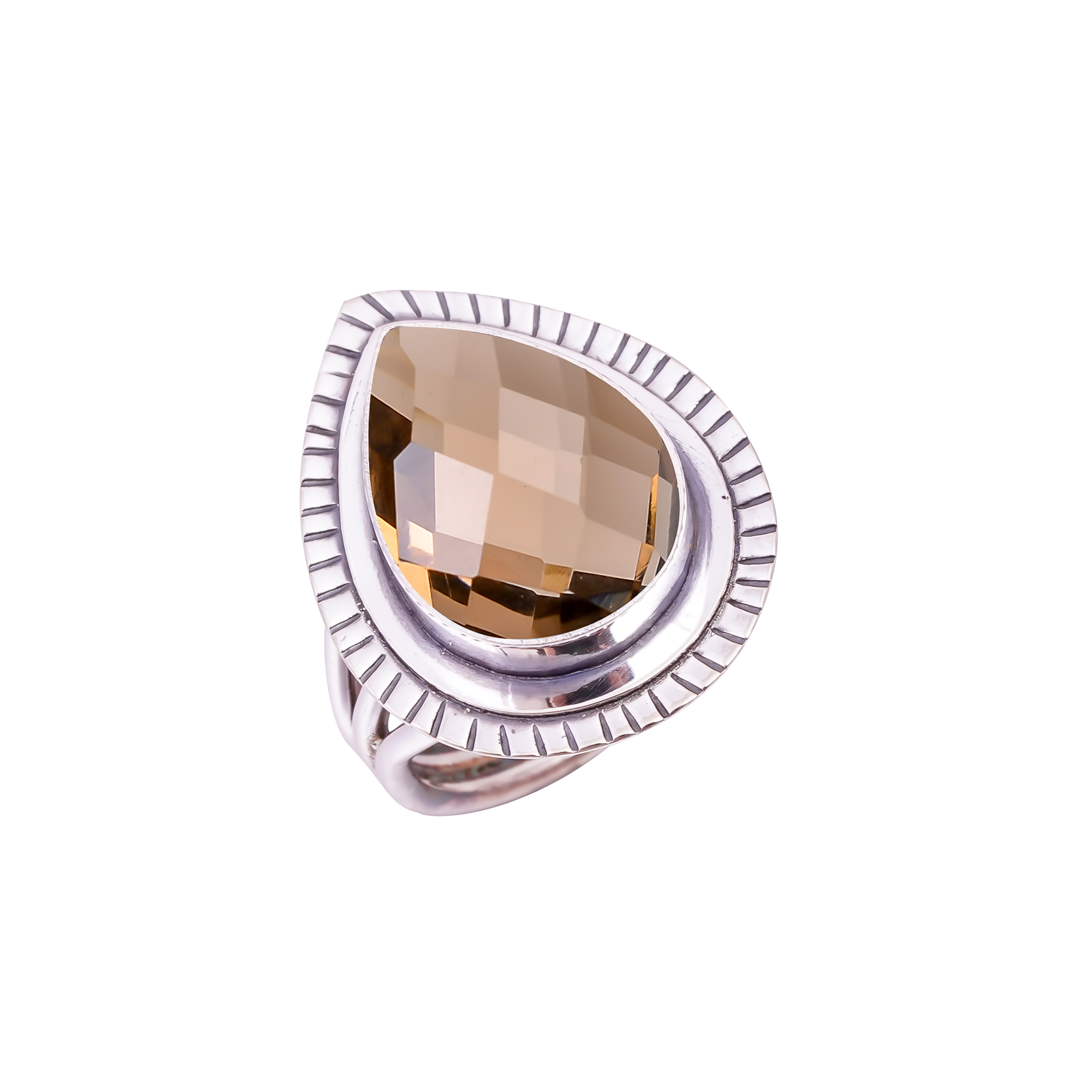 Smokey - Simulated Gemstone 925 Sterling Silver Ring