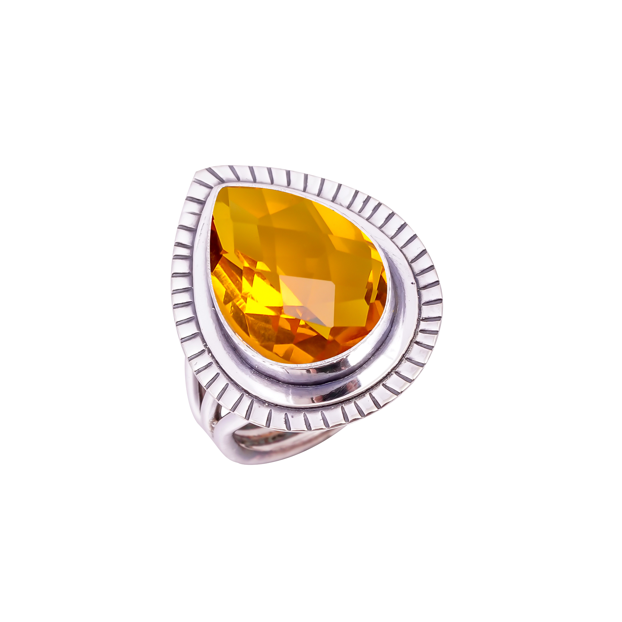 Citrine - Simulated Gemstone 925 Sterling Silver Ring
