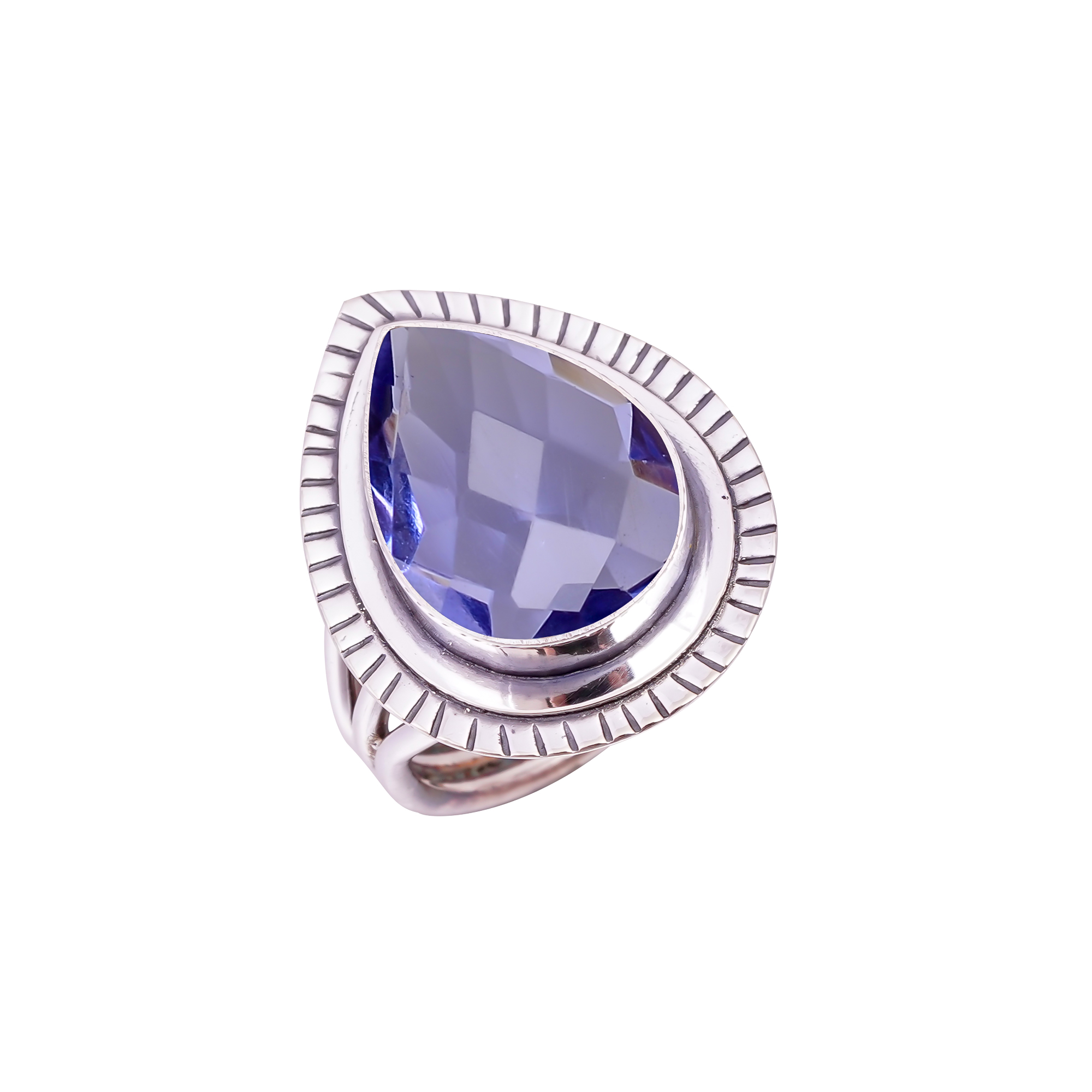 Iolite - Simulated Gemstone 925 Sterling Silver Ring