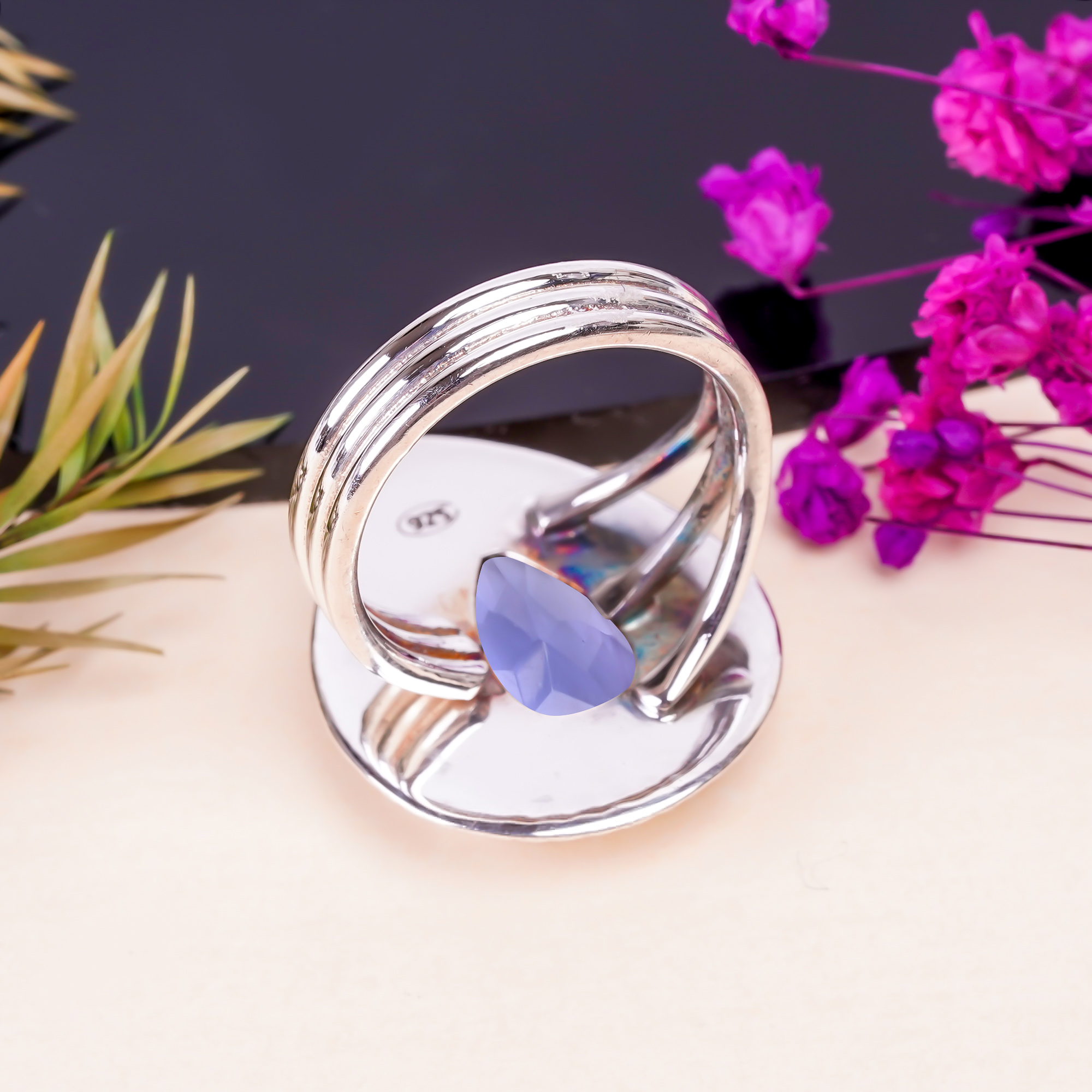 Iolite - Simulated Gemstone 925 Sterling Silver Ring