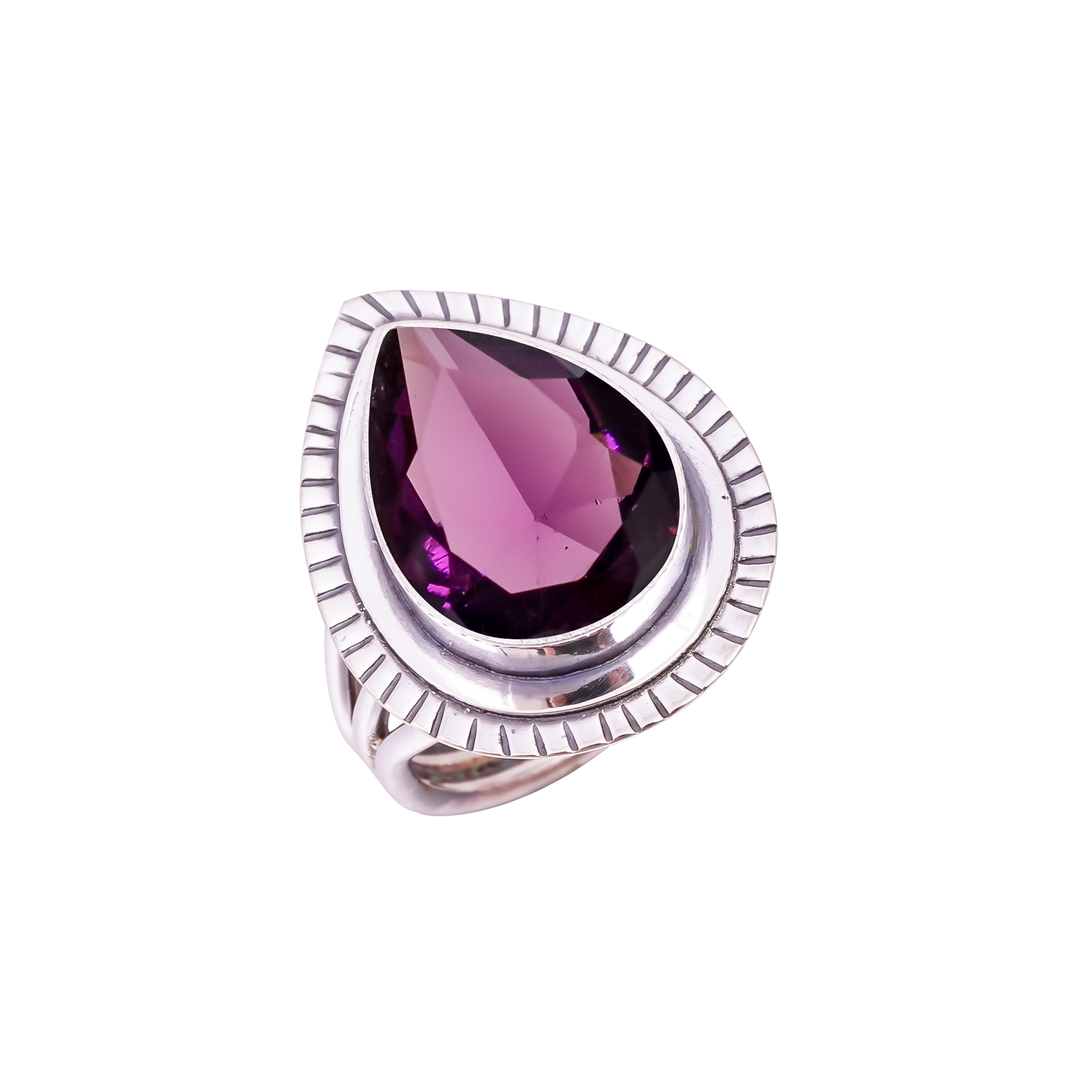 Purple Amethyst - Simulated Gemstone 925 Sterling Silver Ring