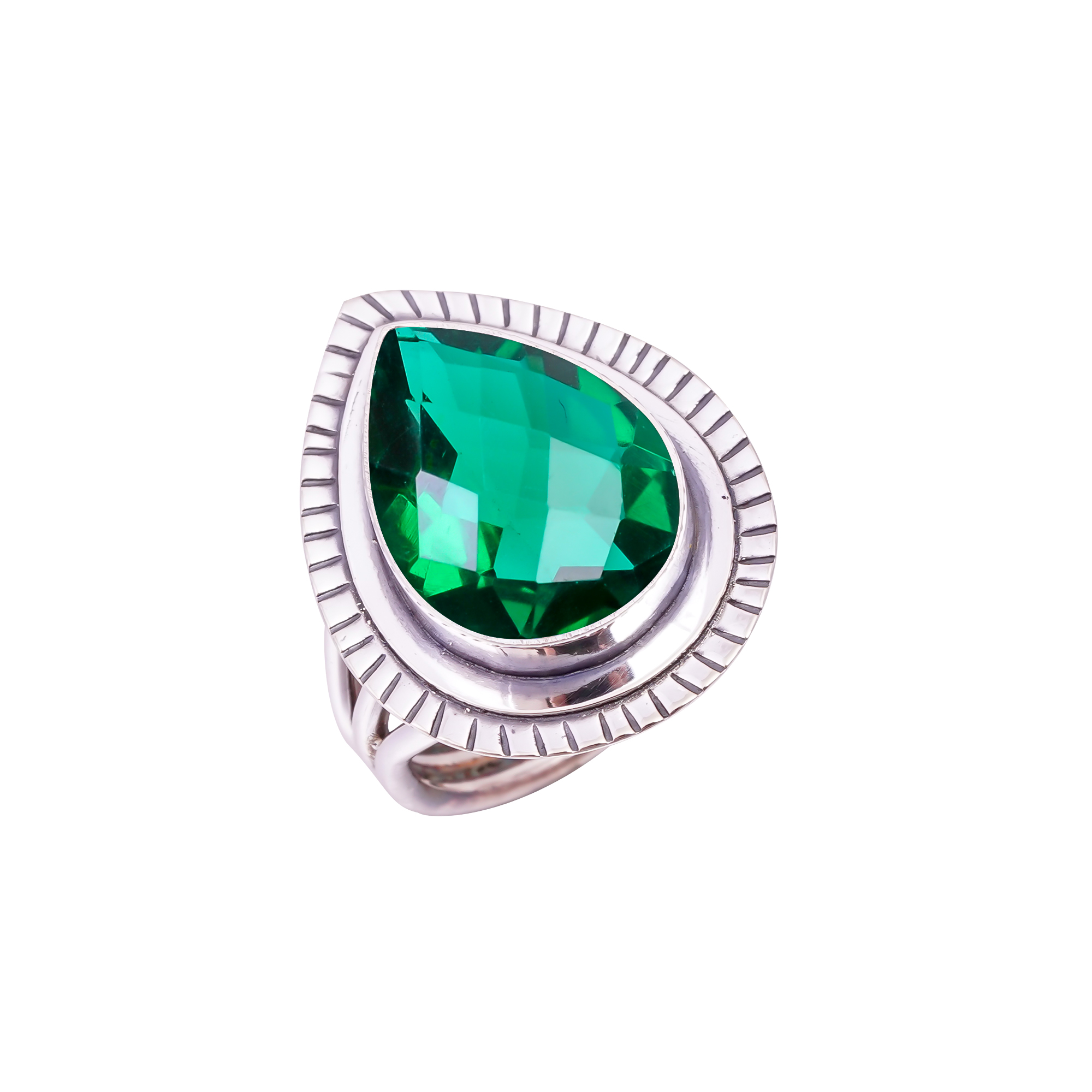 Chrome Diopside - Simulated Gemstone 925 Sterling Silver Ring