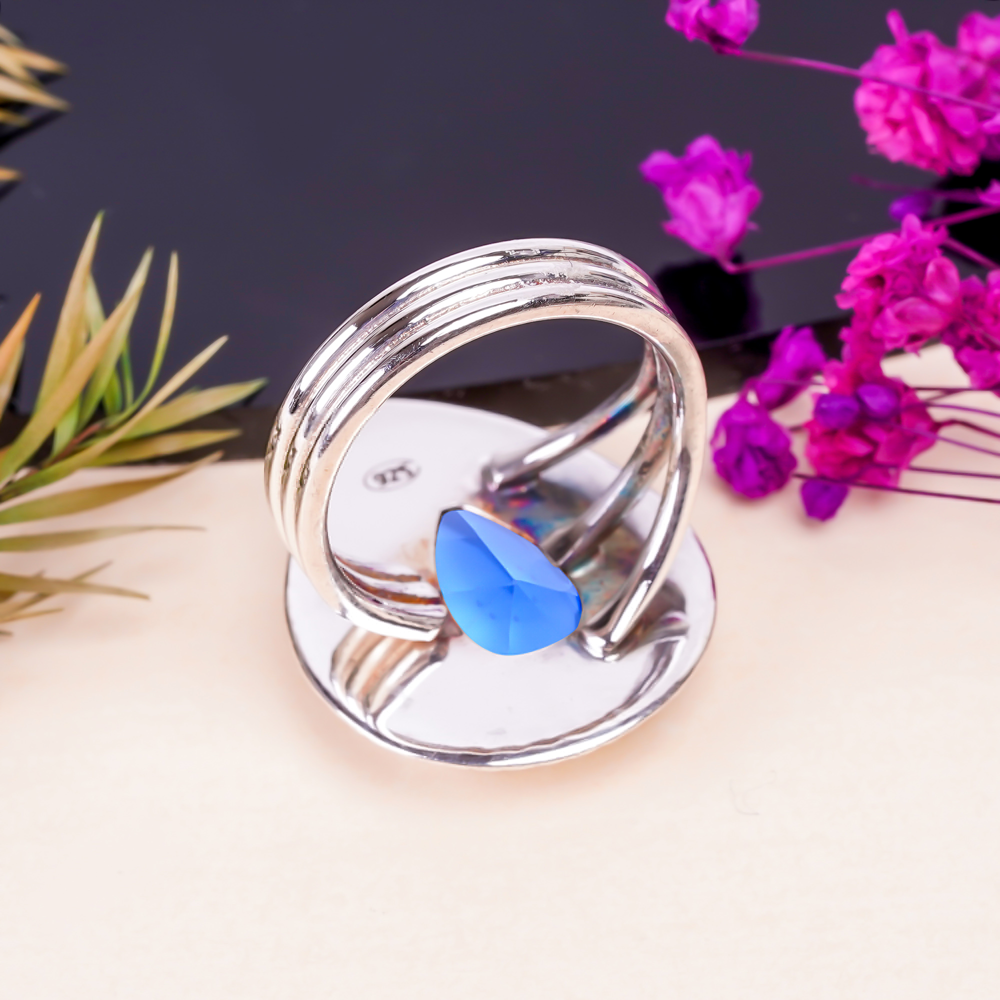 Tanzanite - Simulated Gemstone 925 Sterling Silver Ring