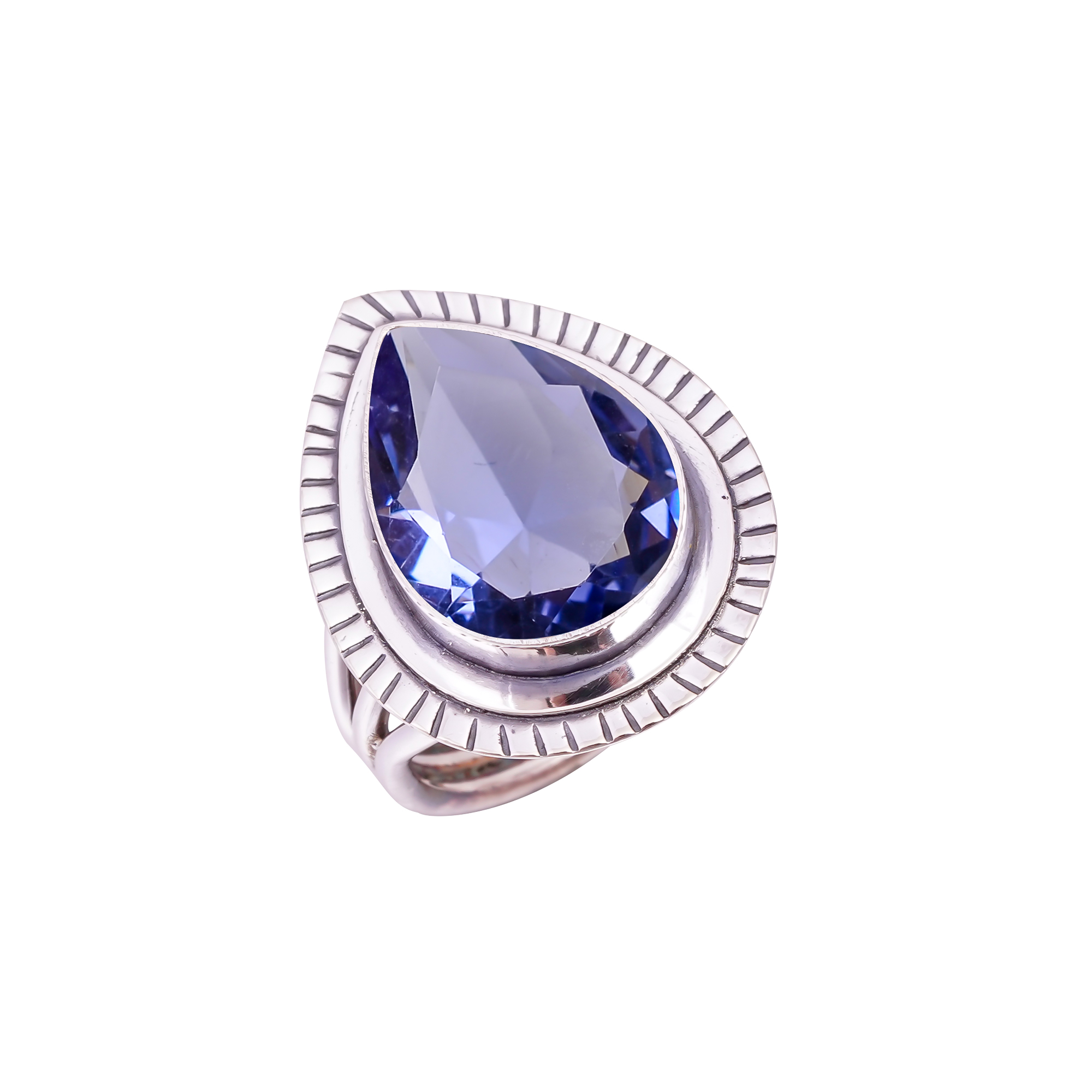 Iolite - Simulated Gemstone 925 Sterling Silver Ring