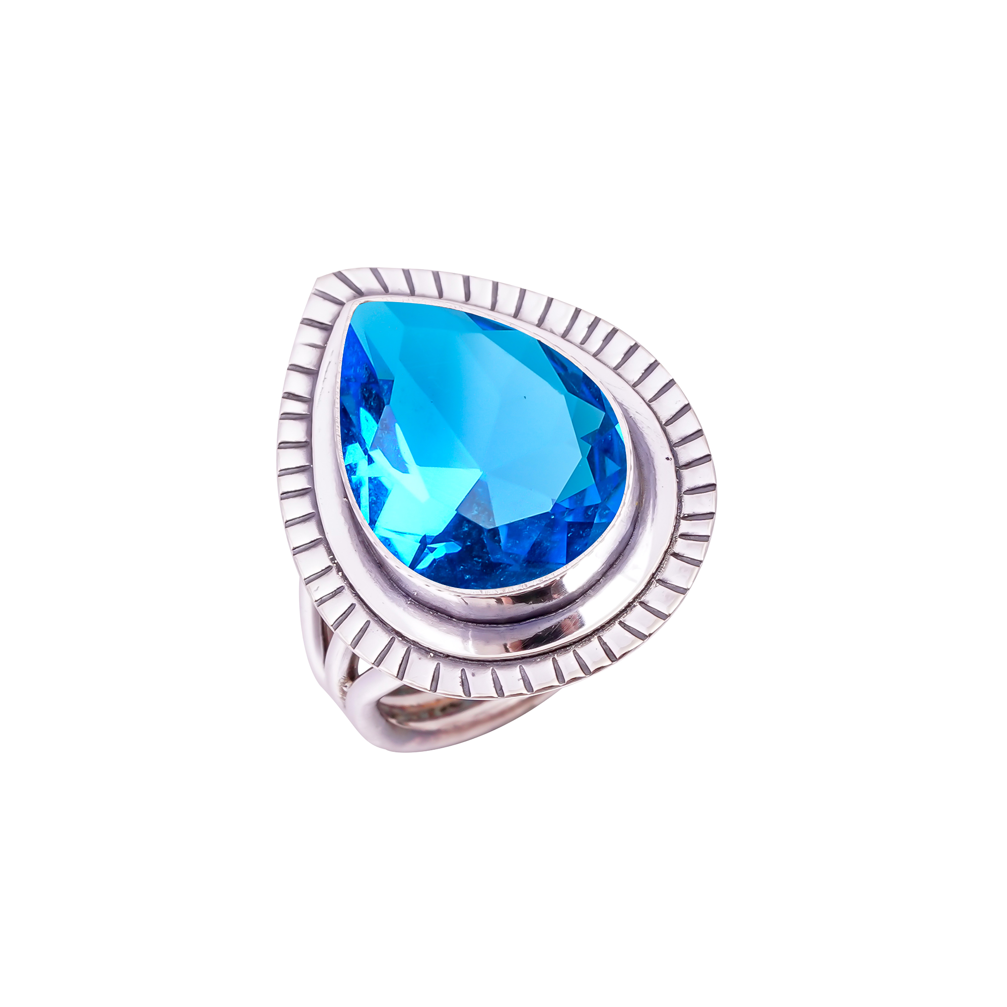 London Blue Topaz - Simulated Gemstone 925 Sterling Silver Ring