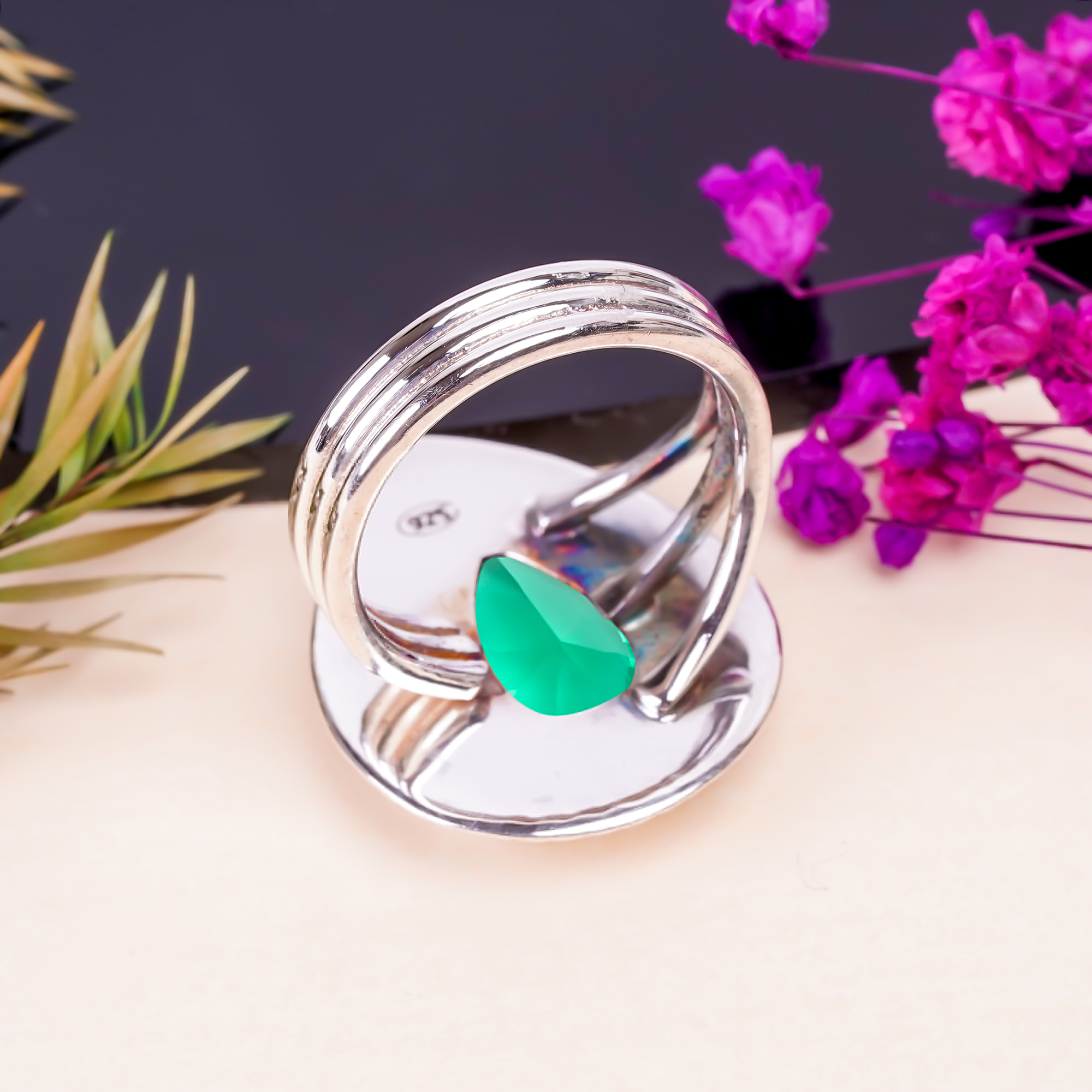 Apatite - Simulated Gemstone 925 Sterling Silver Ring