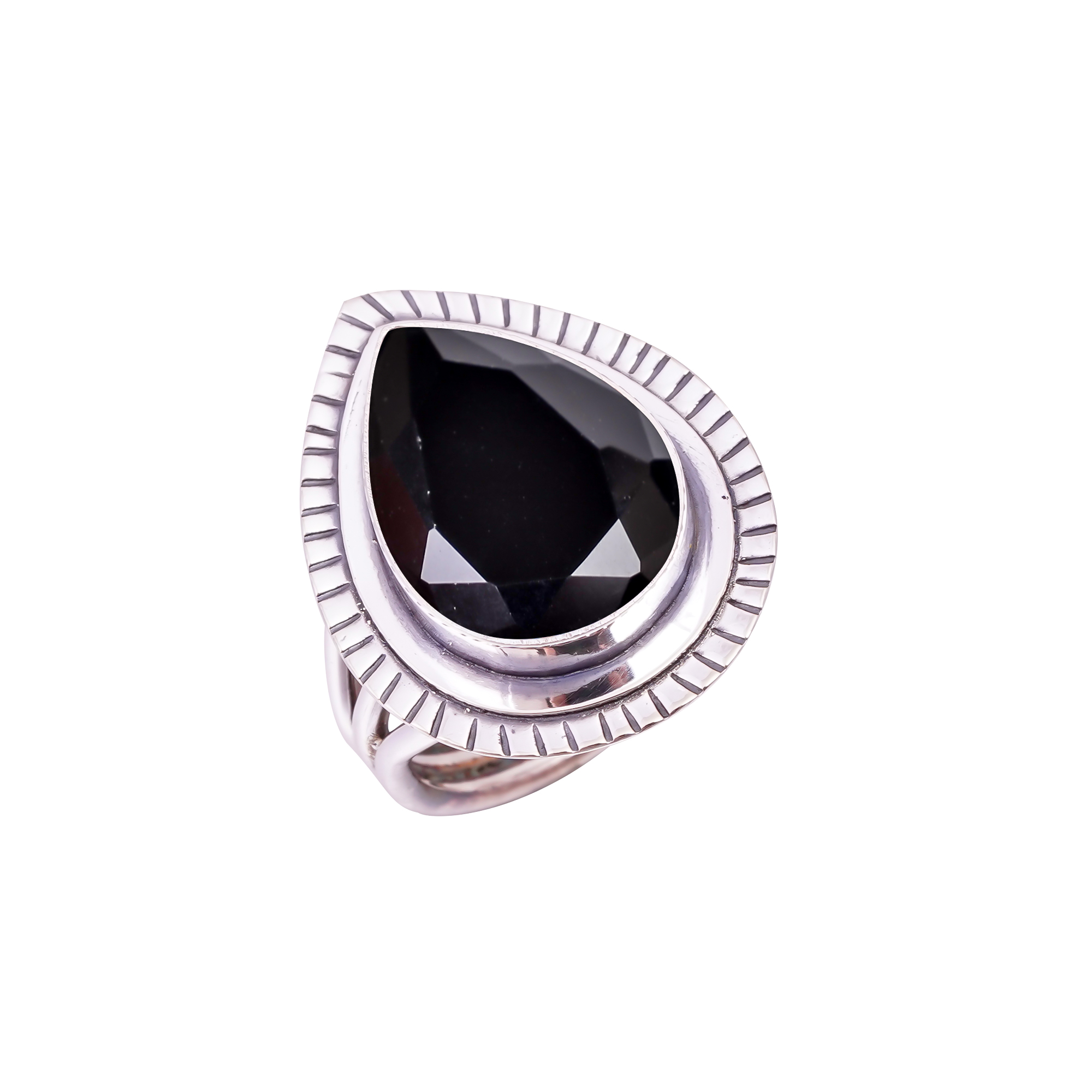 Black Onyx - Simulated Gemstone 925 Sterling Silver Ring