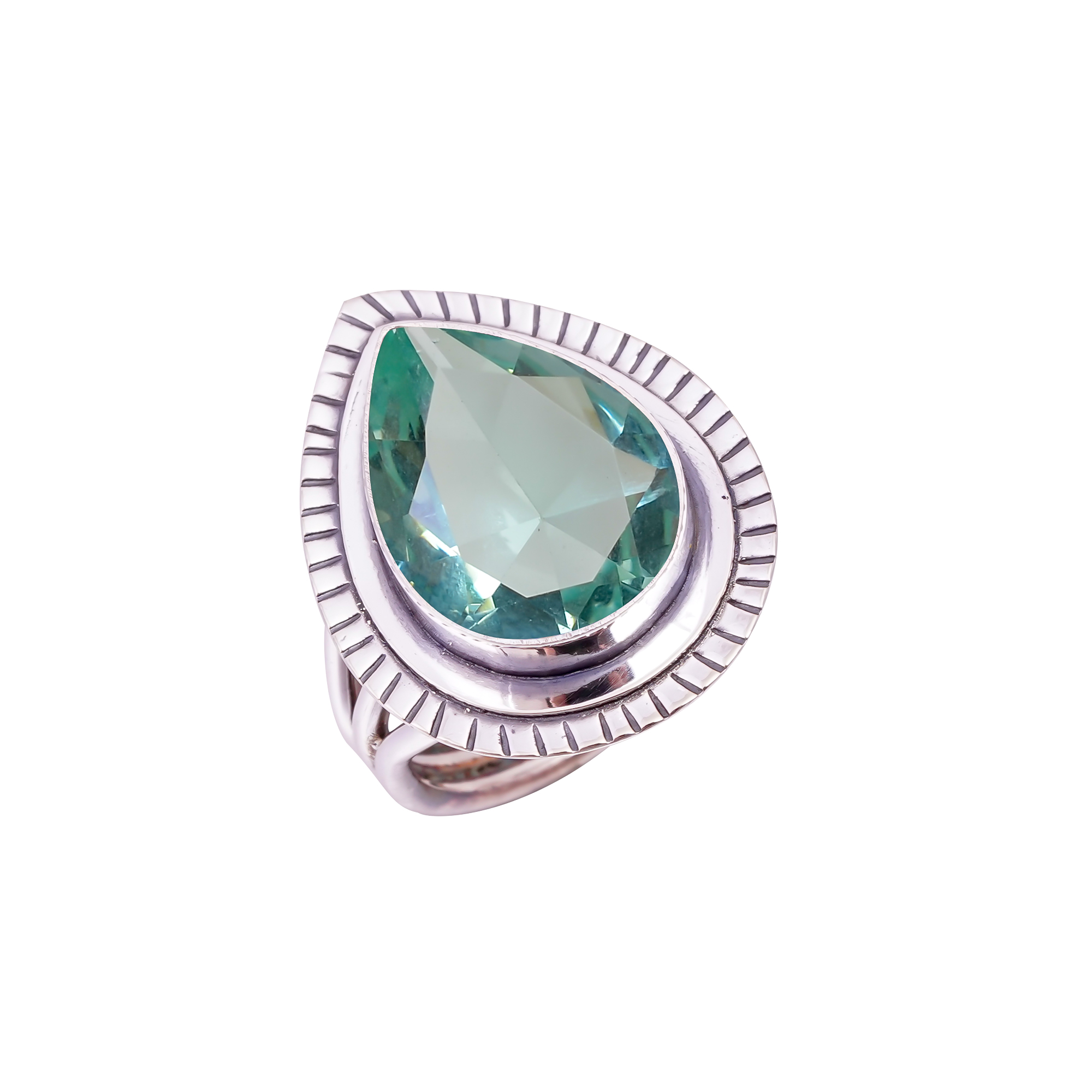 Aquamarine - Simulated Gemstone 925 Sterling Silver Ring