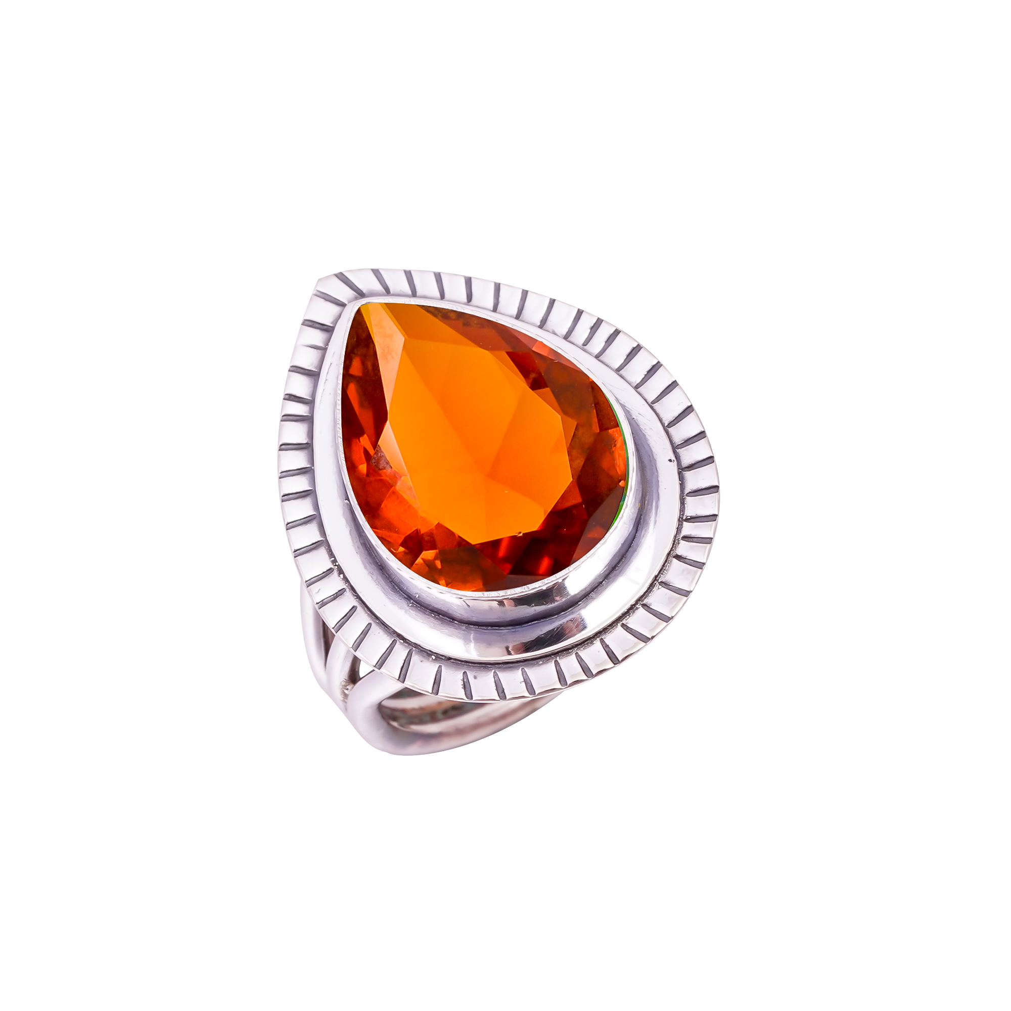 Hessonite Garnet - Simulated Gemstone 925 Sterling Silver Ring
