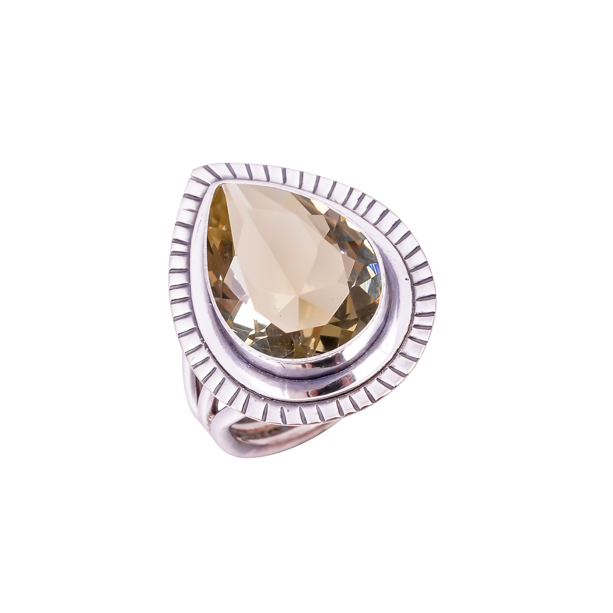 Smokey - Simulated Gemstone 925 Sterling Silver Ring
