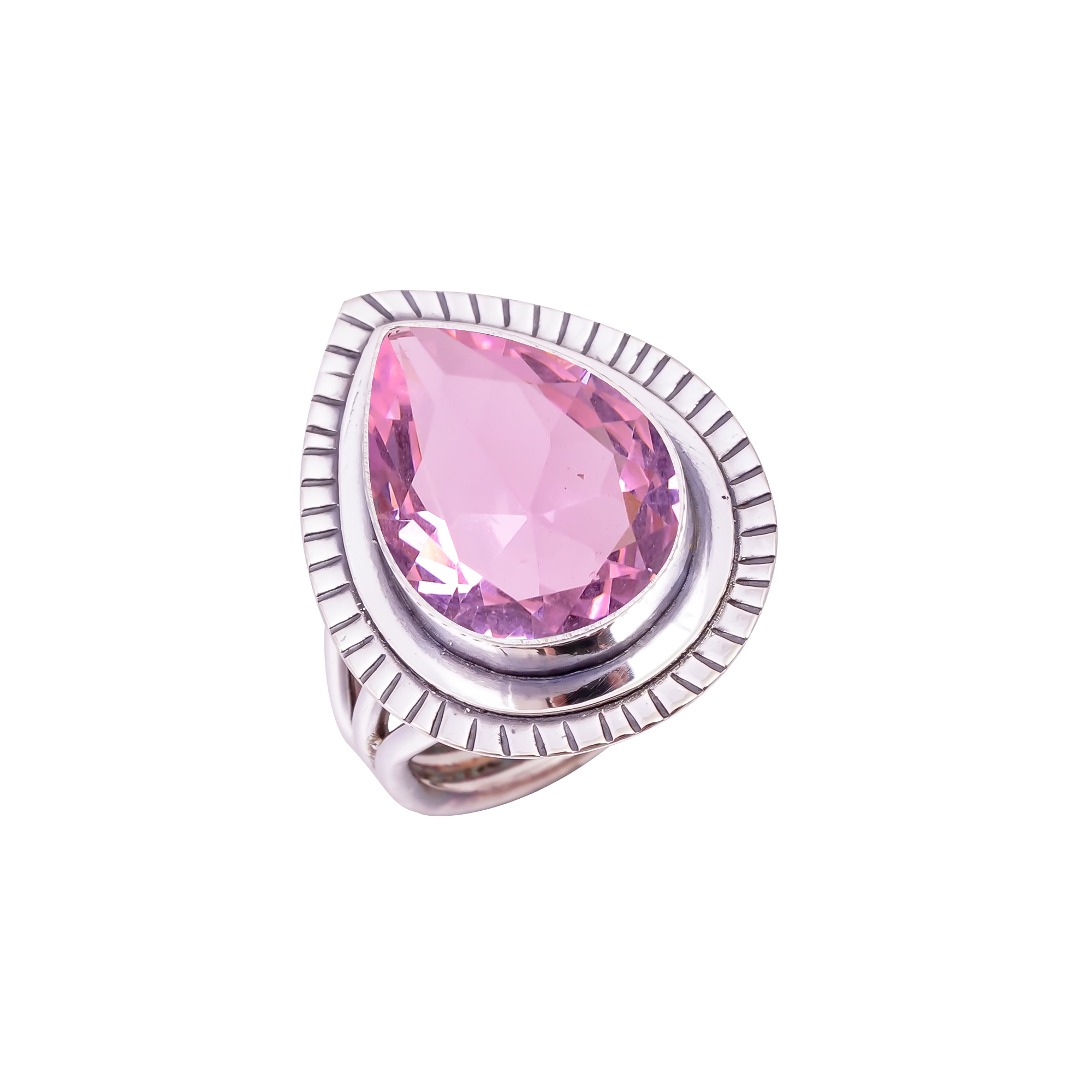 Pink Kunzite - Simulated Gemstone 925 Sterling Silver Ring