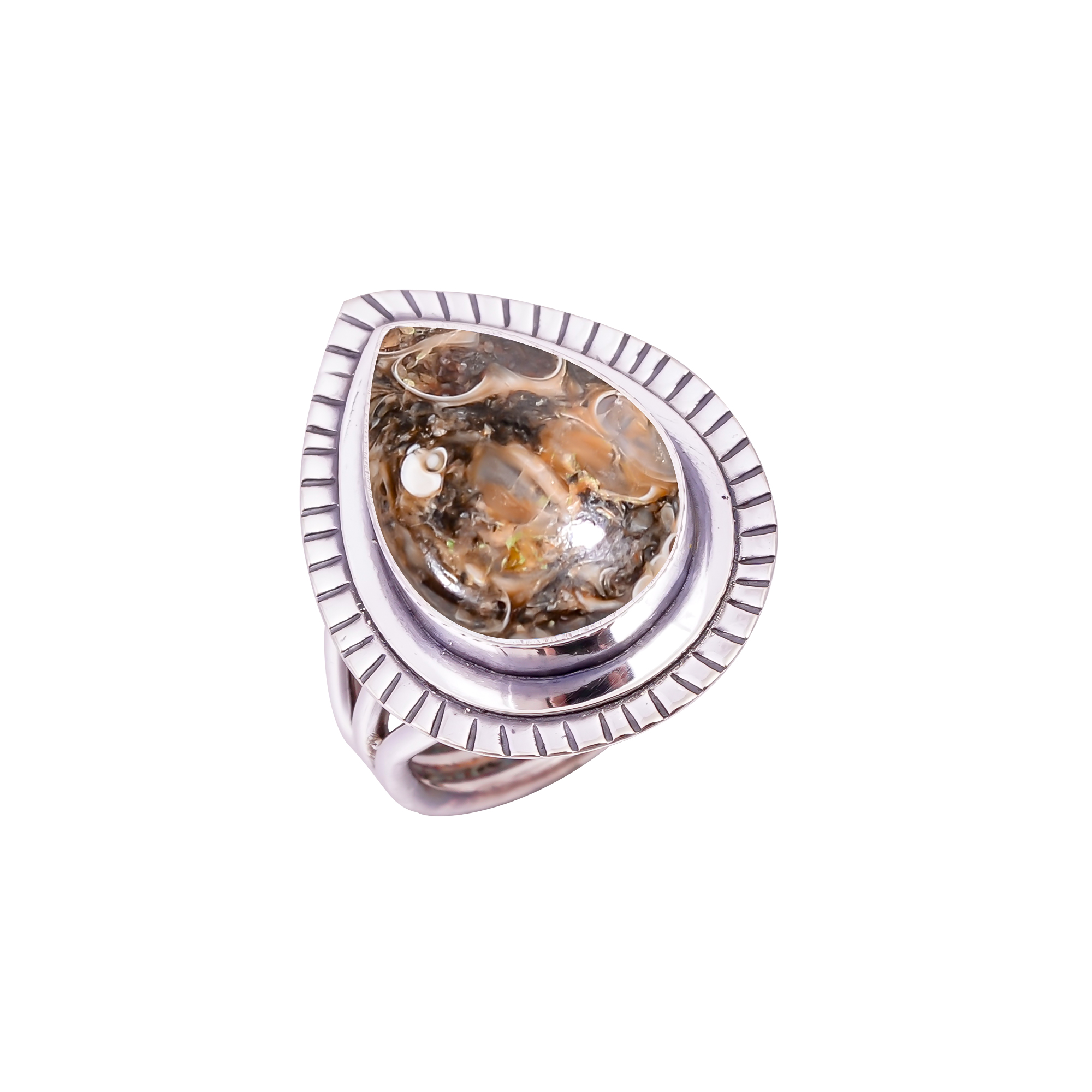 Turritella Agate - Wyoming Gemstone 925 Sterling Silver Ring