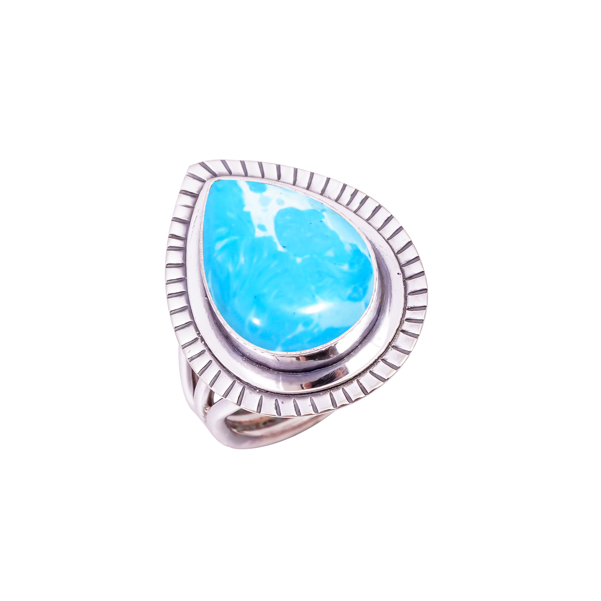 Larimar - Simulated Gemstone 925 Sterling Silver Ring