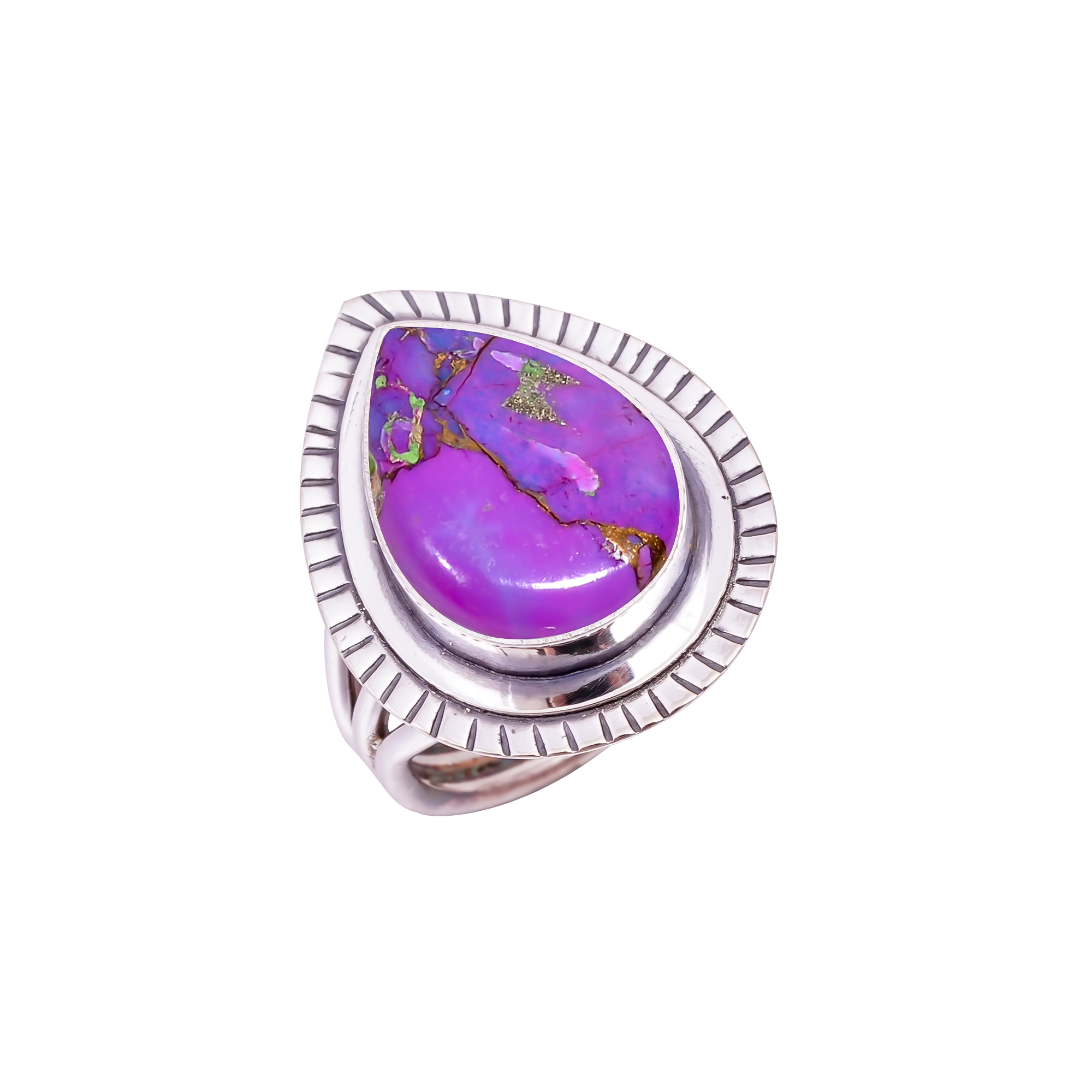 Copper Purple Turquoise Gemstone 925 Sterling Silver Ring