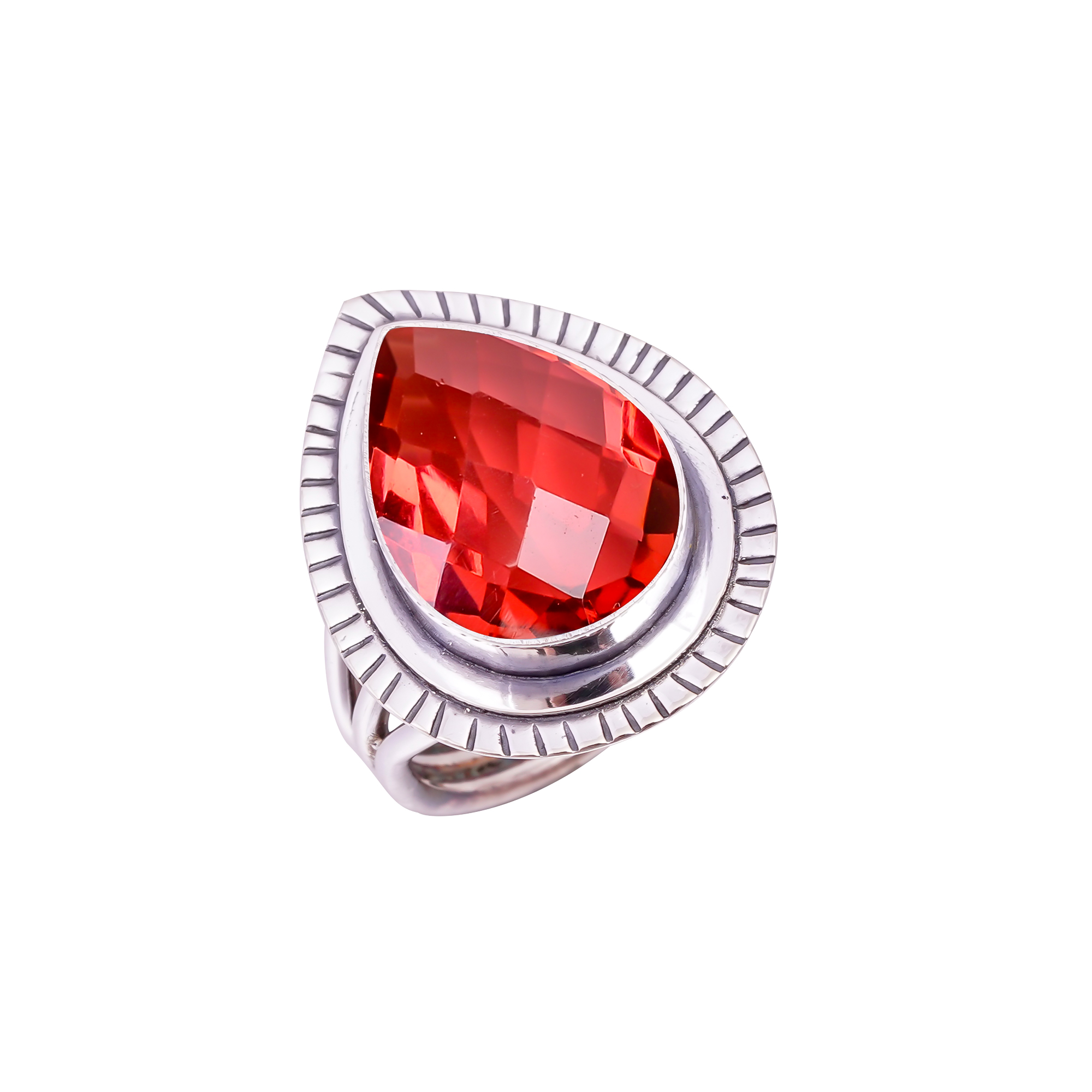 Pink Rubellite Tourmaline - Simulated Gemstone 925 Sterling Silver Ring