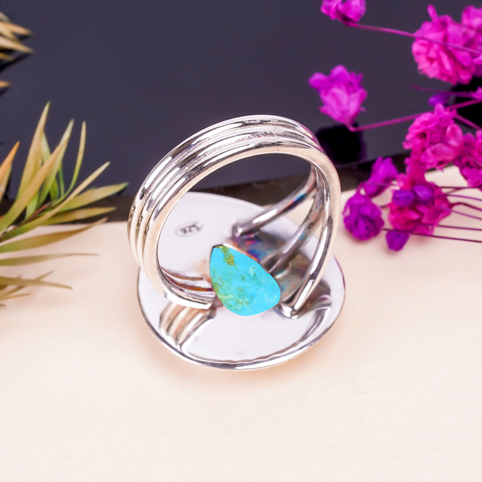 Magnesite Turquoise Gemstone 925 Sterling Silver Ring