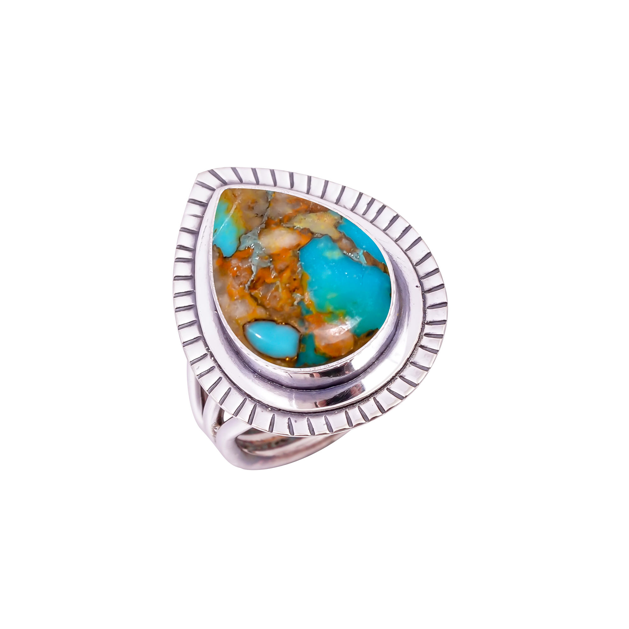 Copper Turquoise - Pilot Mountain Gemstone 925 Sterling Silver Ring