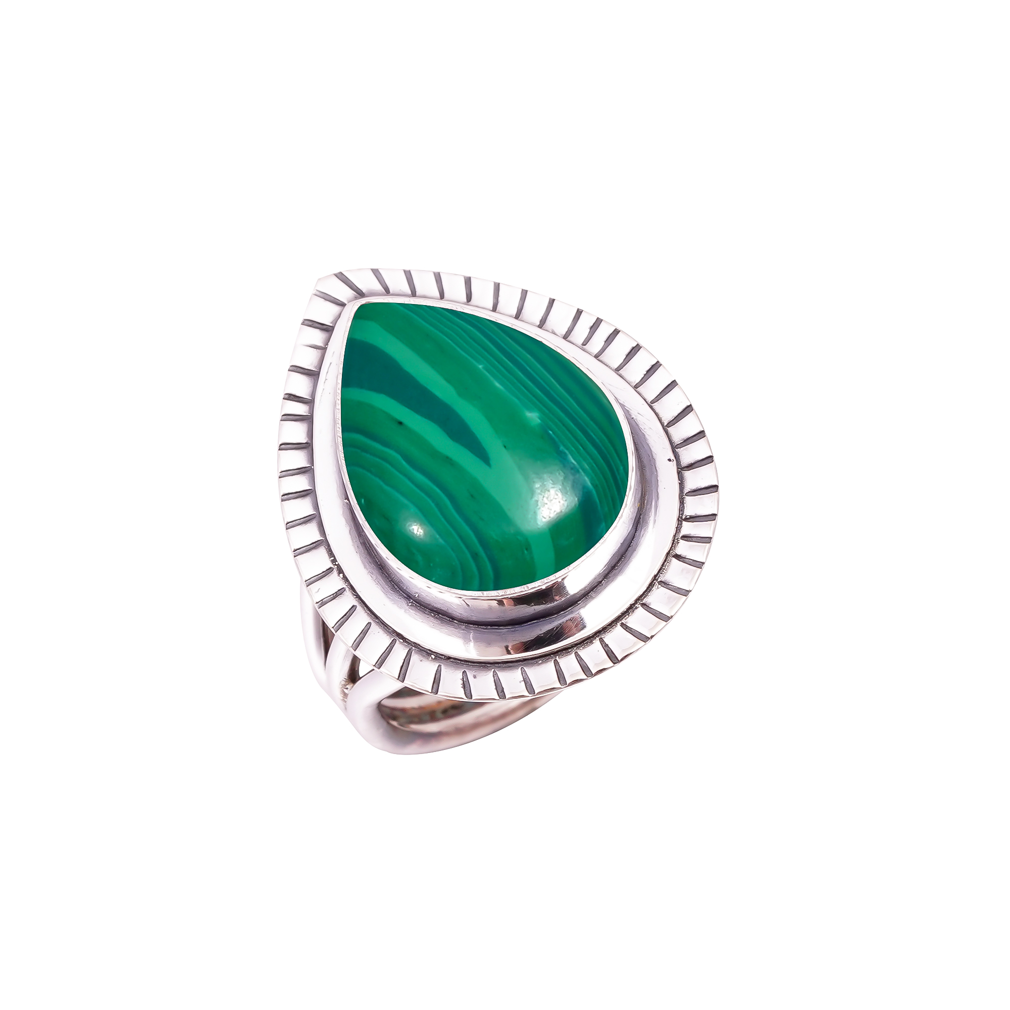 Malachite - Simulated Gemstone 925 Sterling Silver Ring
