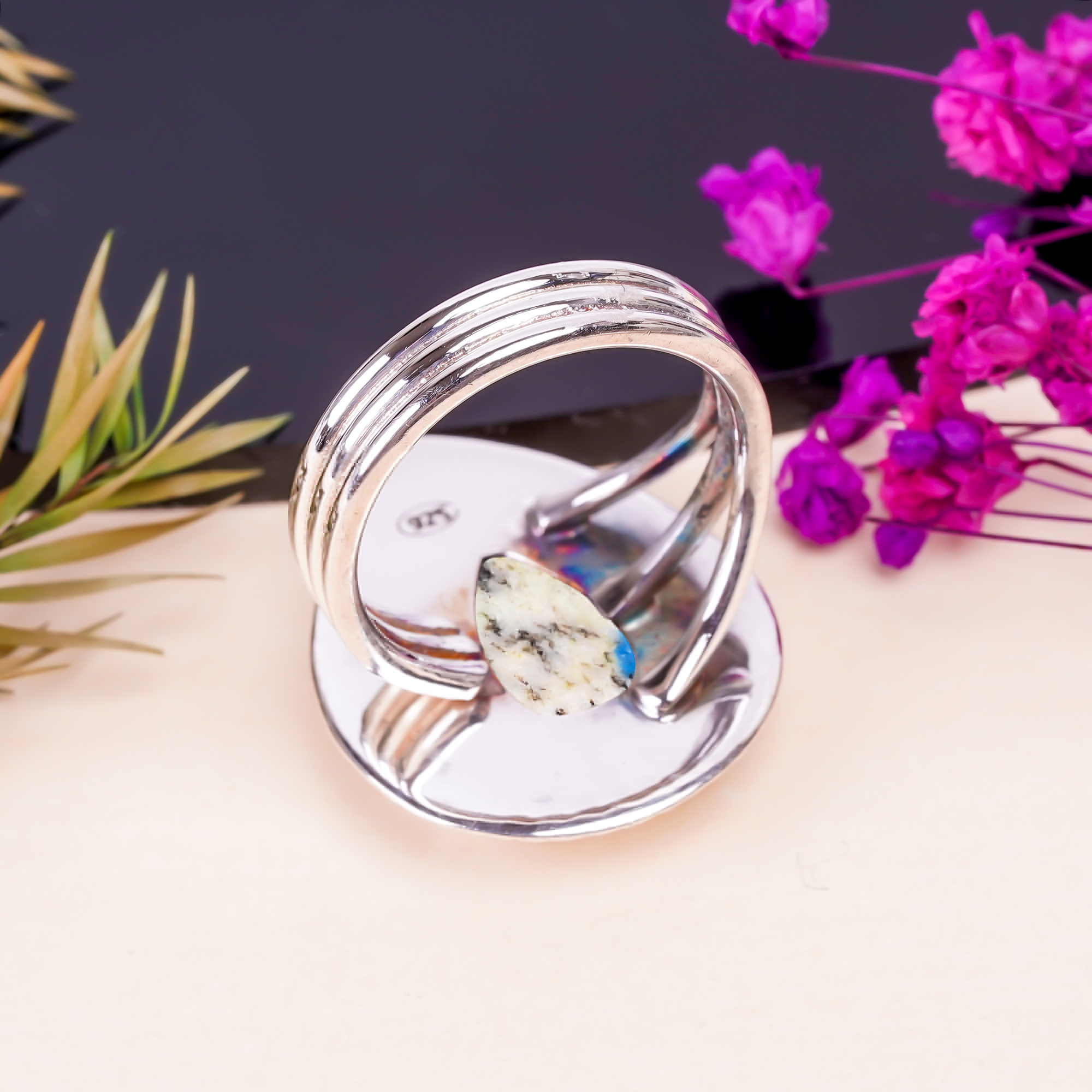 K2 Blue Azurite - Pakistan Gemstone 925 Sterling Silver Ring