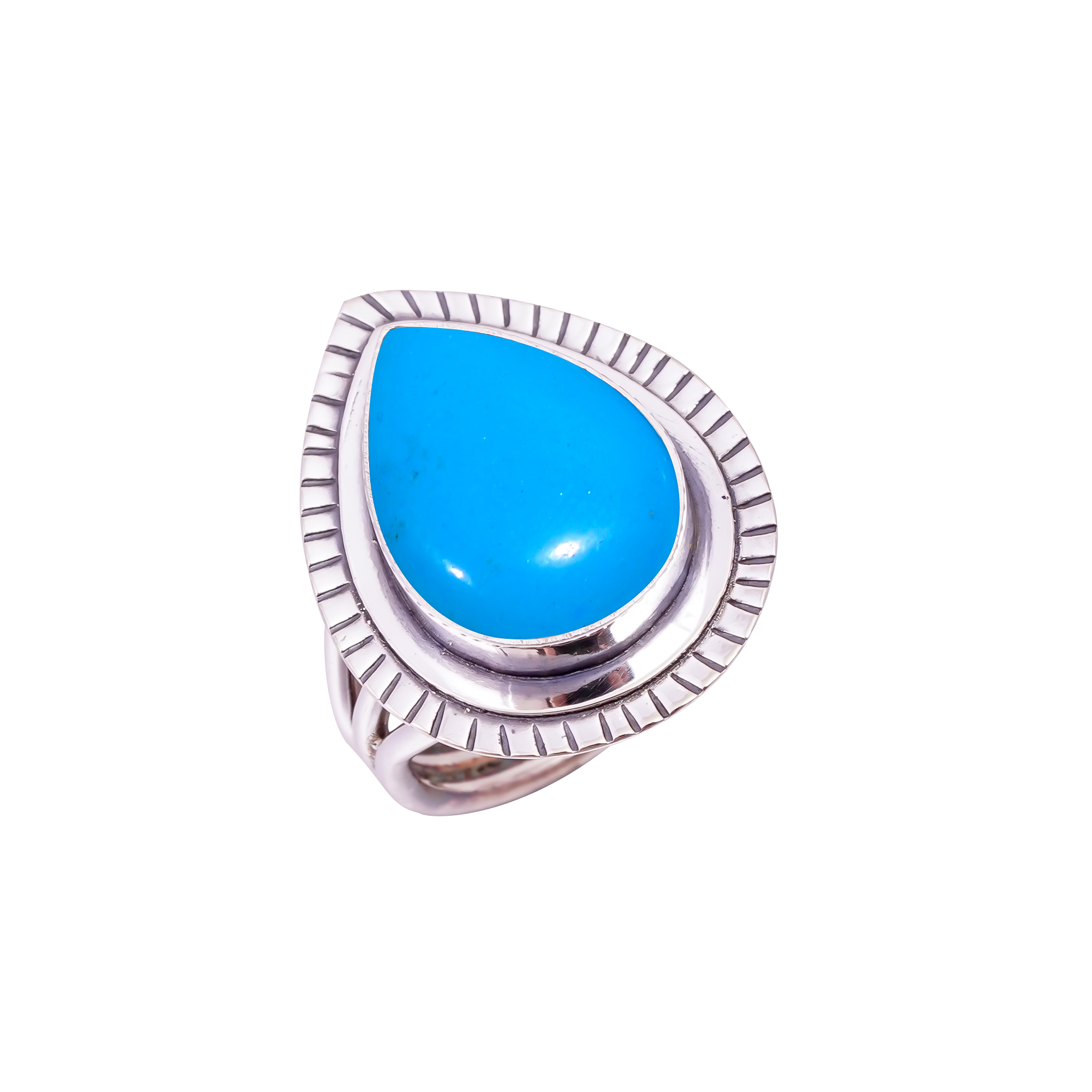 Sleeping Beauty Turquoise - Simulated Gemstone 925 Sterling Silver Ring