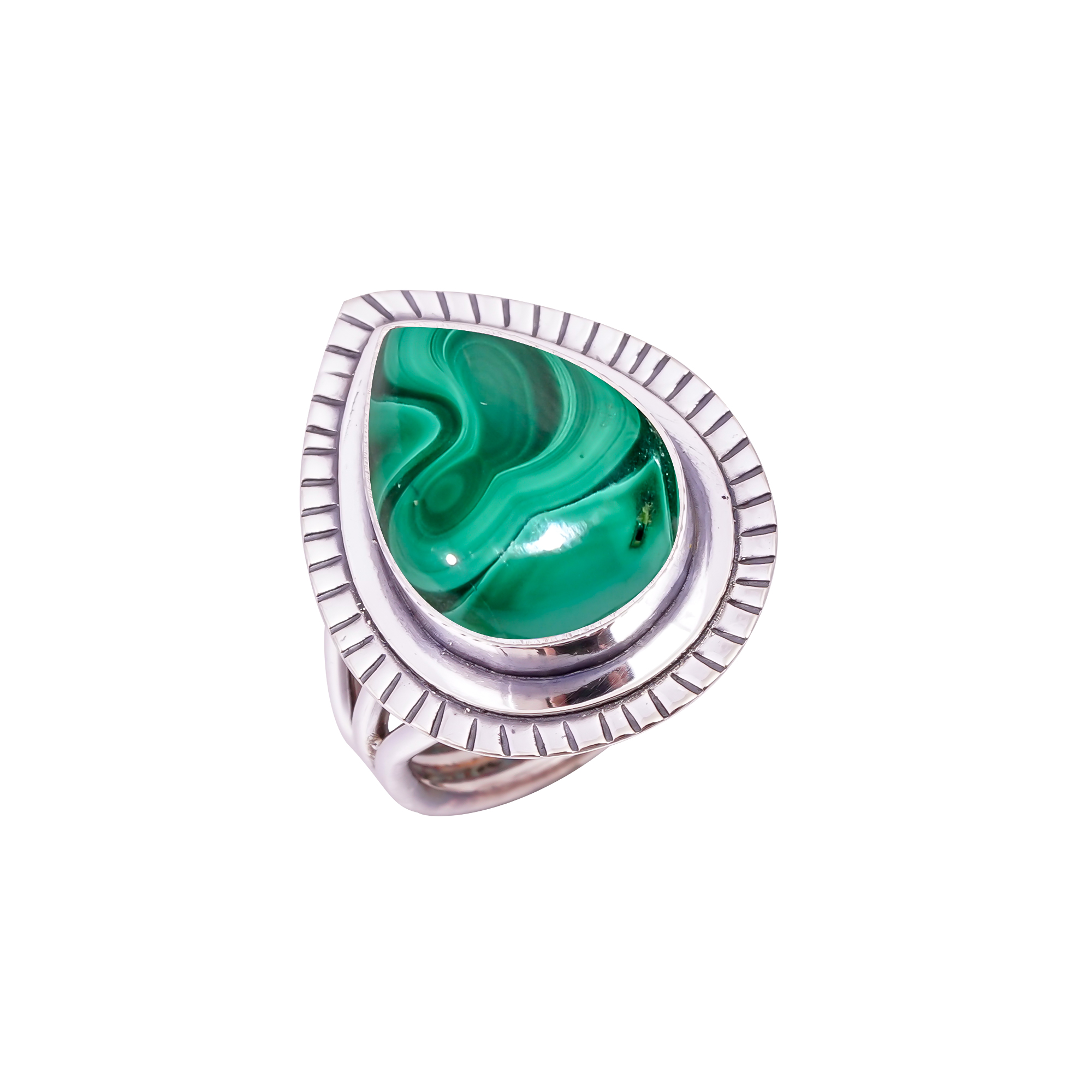 Malachite - Congo Gemstone 925 Sterling Silver Ring