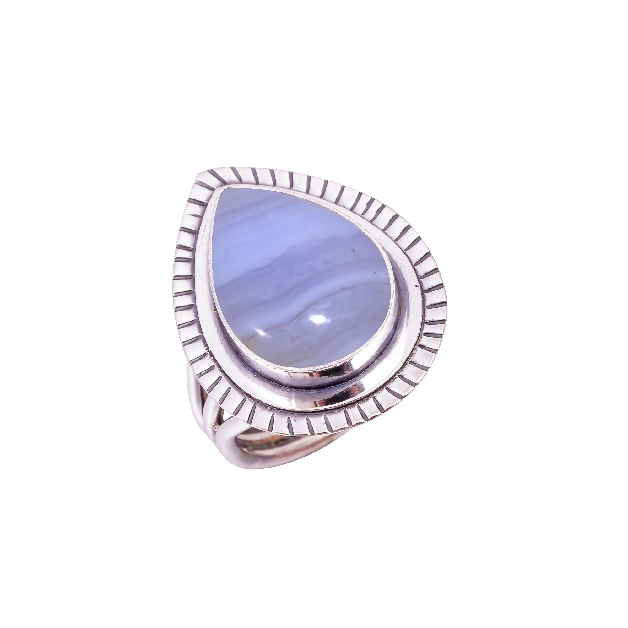 Blue Lace Agate - Namibia Gemstone 925 Sterling Silver Ring