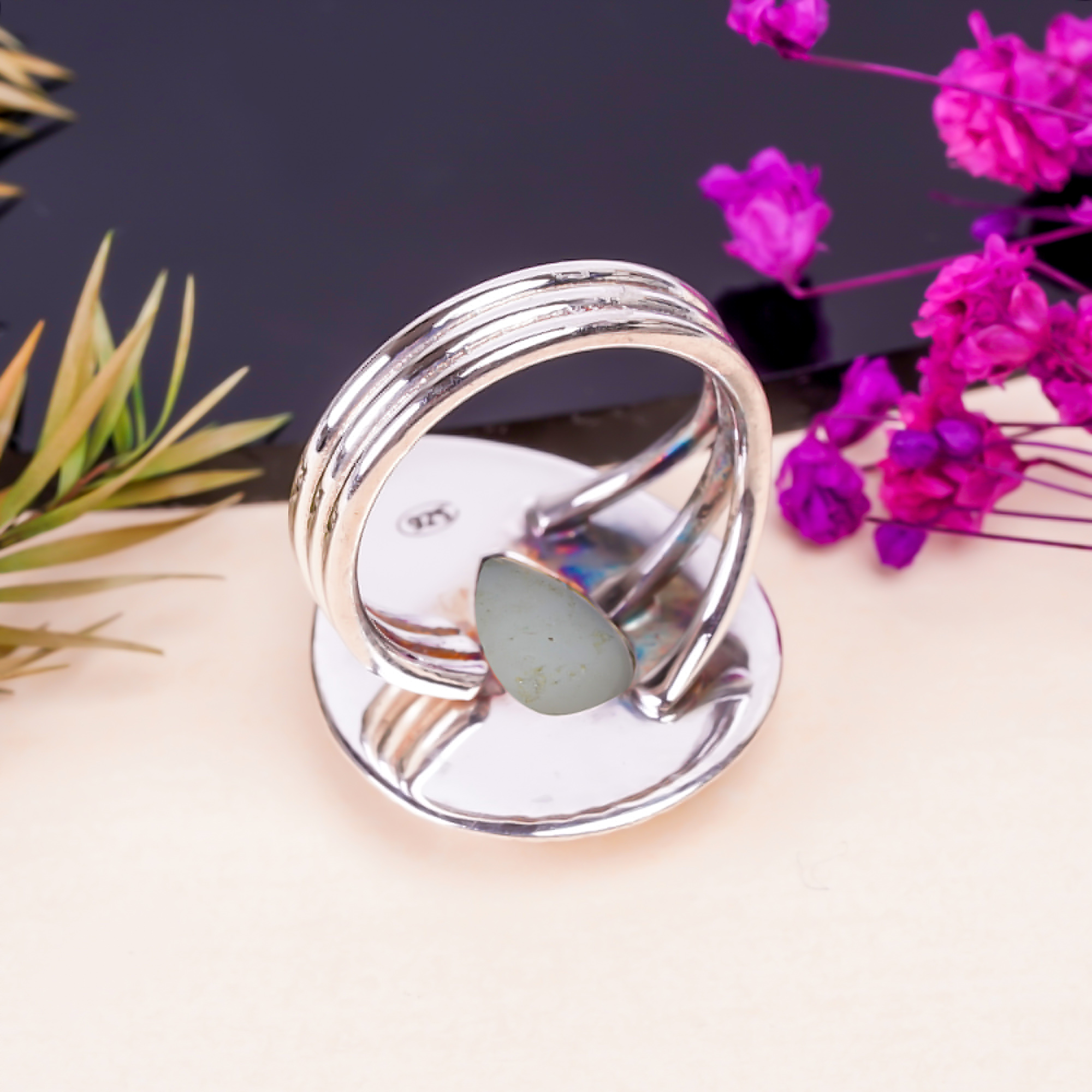 Electric Blue Titanium Agate Drusy Gemstone 925 Sterling Silver Ring