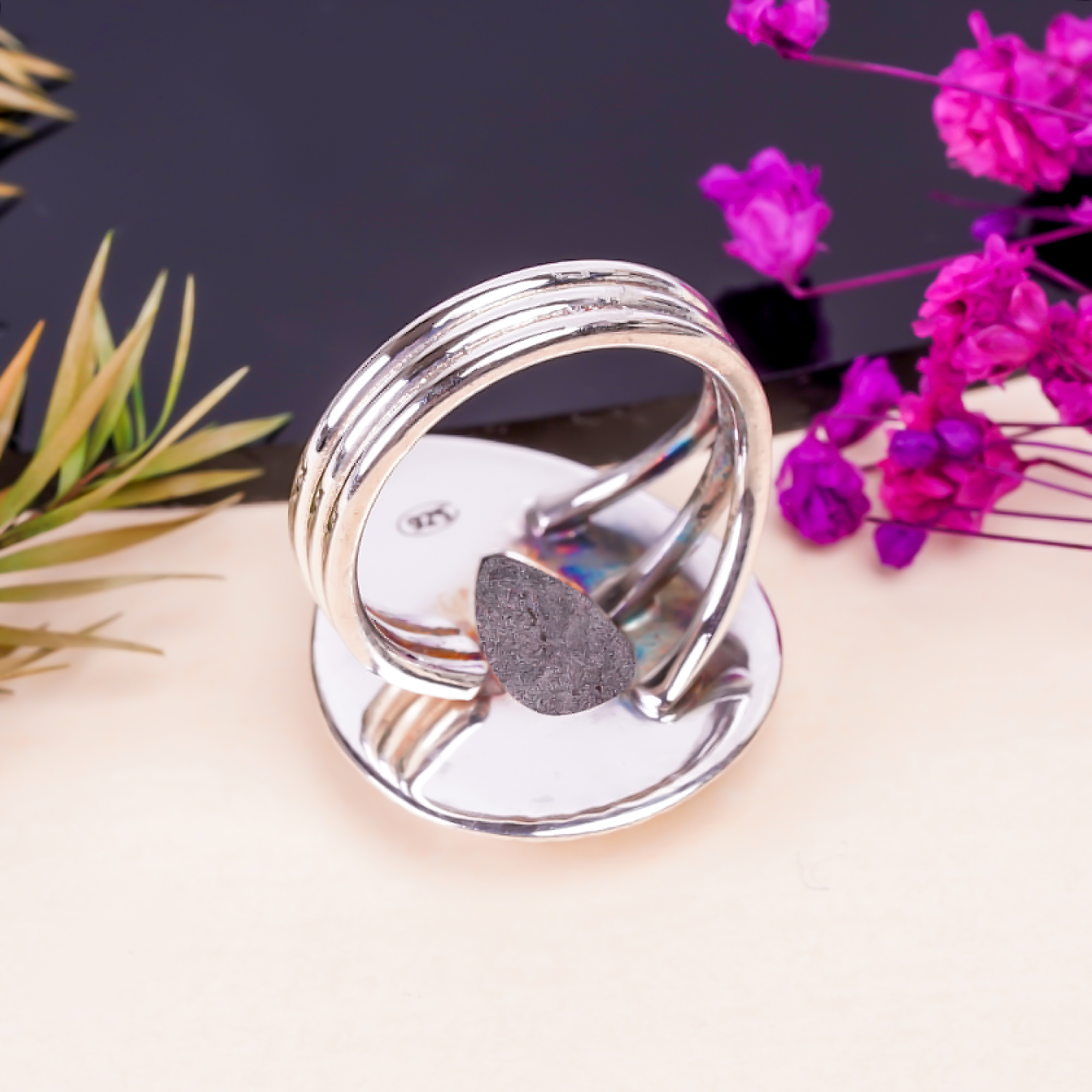 Pink Quartz Drusy - India Gemstone 925 Sterling Silver Ring