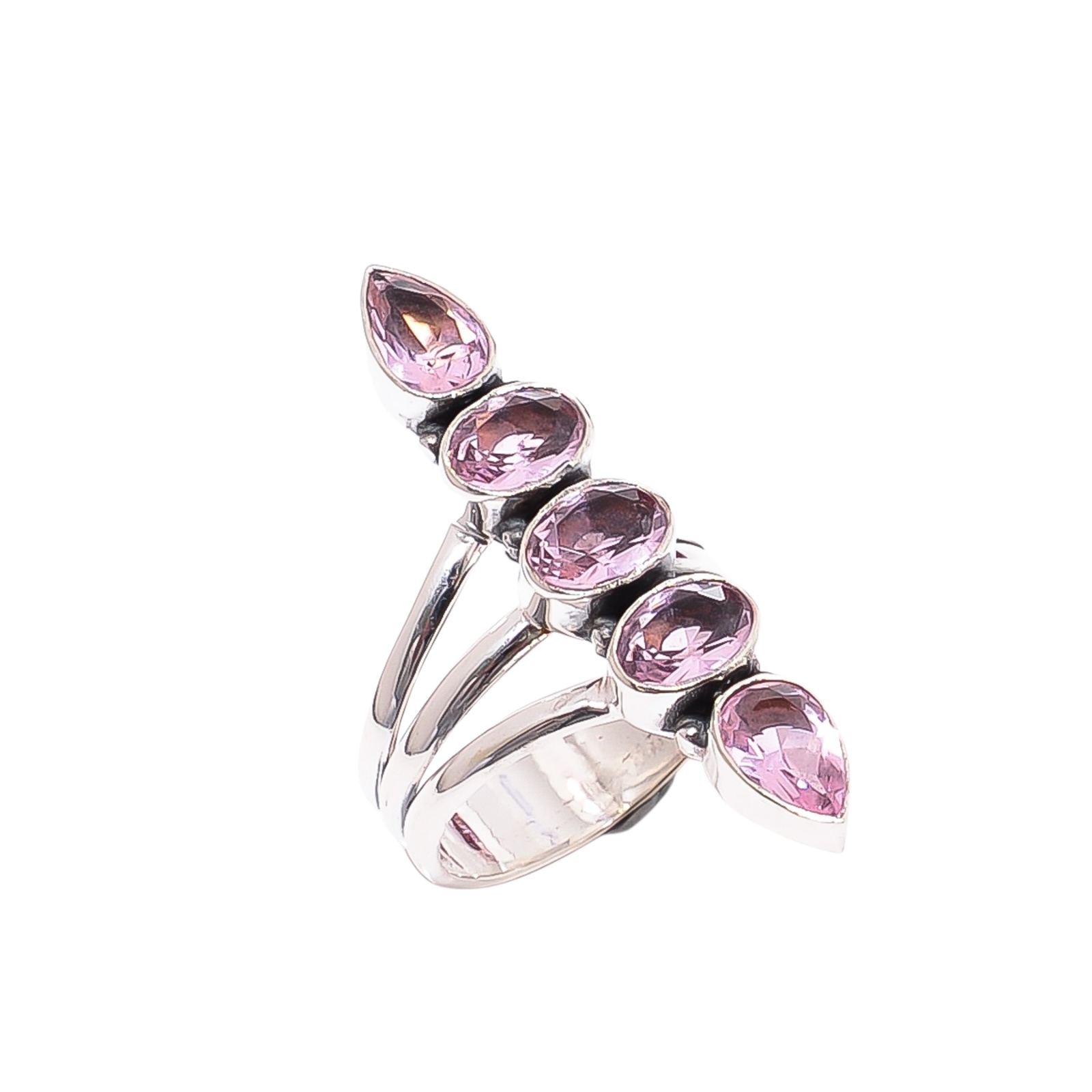 Pink Kunzite - Simulated  & Pink Kunzite - Simulated 925 Sterling Silver Ring